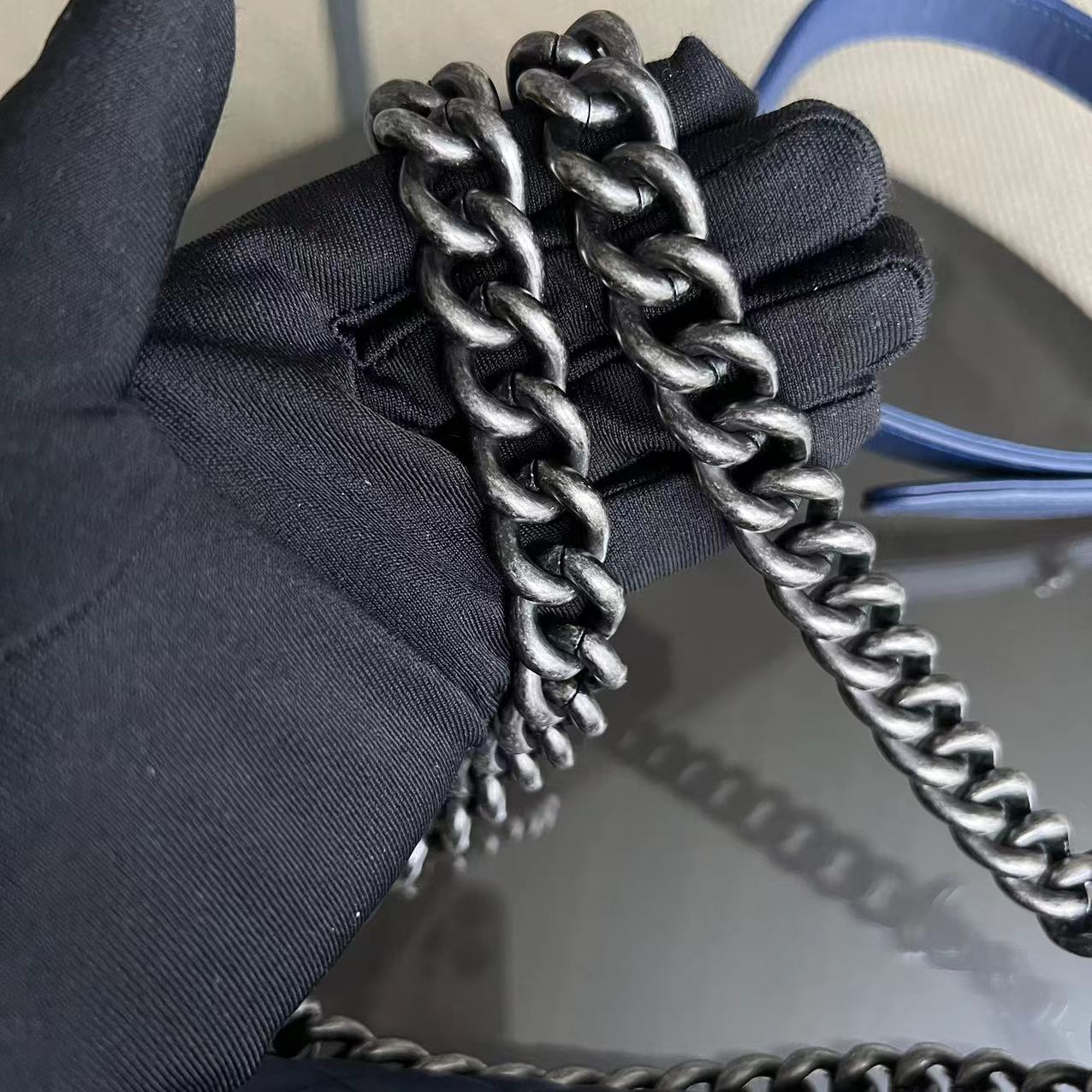 Chanel Boy Small - Quilted Lambskin Dark Blue Ruthenium Silver Hardware Series 21