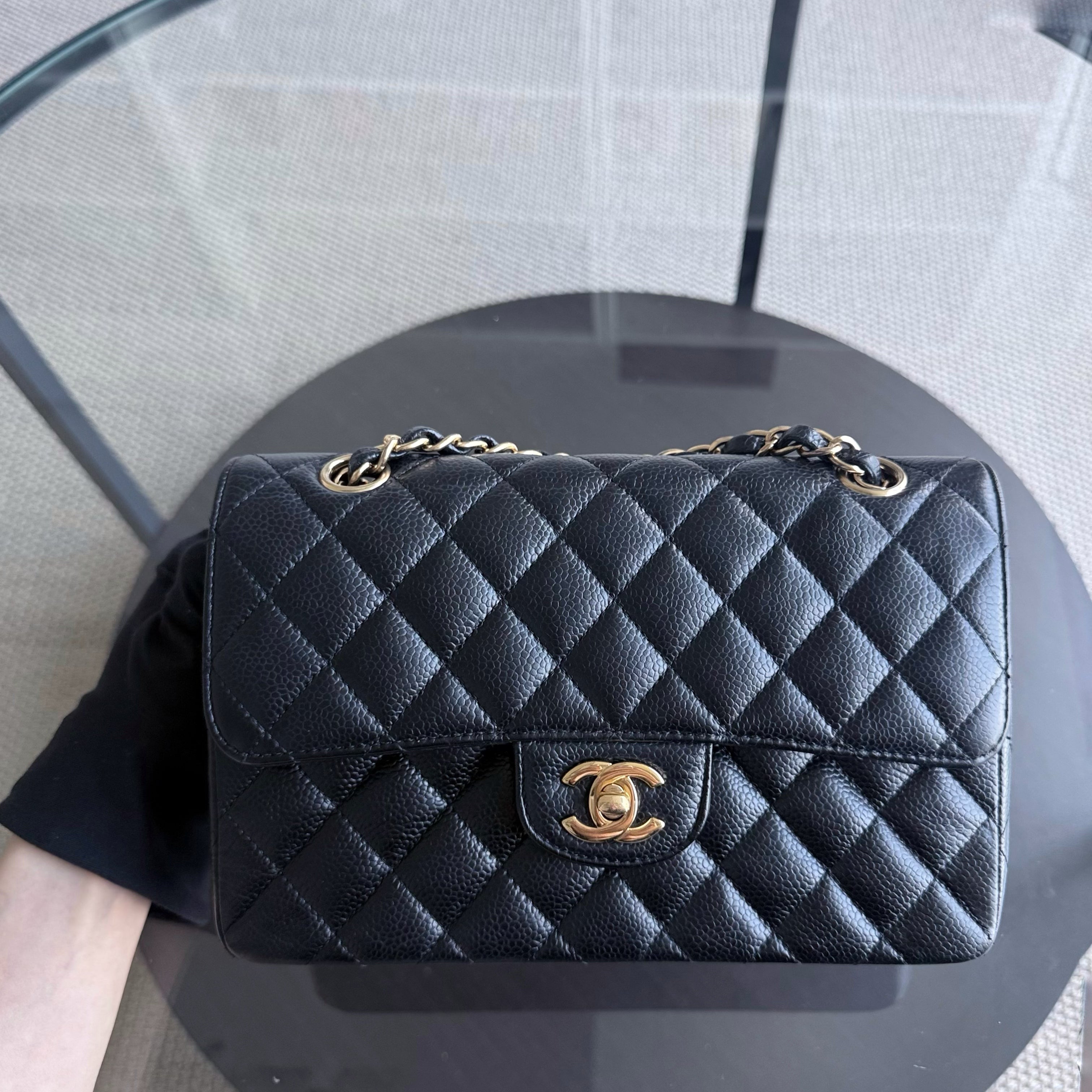 Chanel Classic Flap Small - Caviar 23CM Quilted Grained Calfskin Black Gold Hardware Series 27