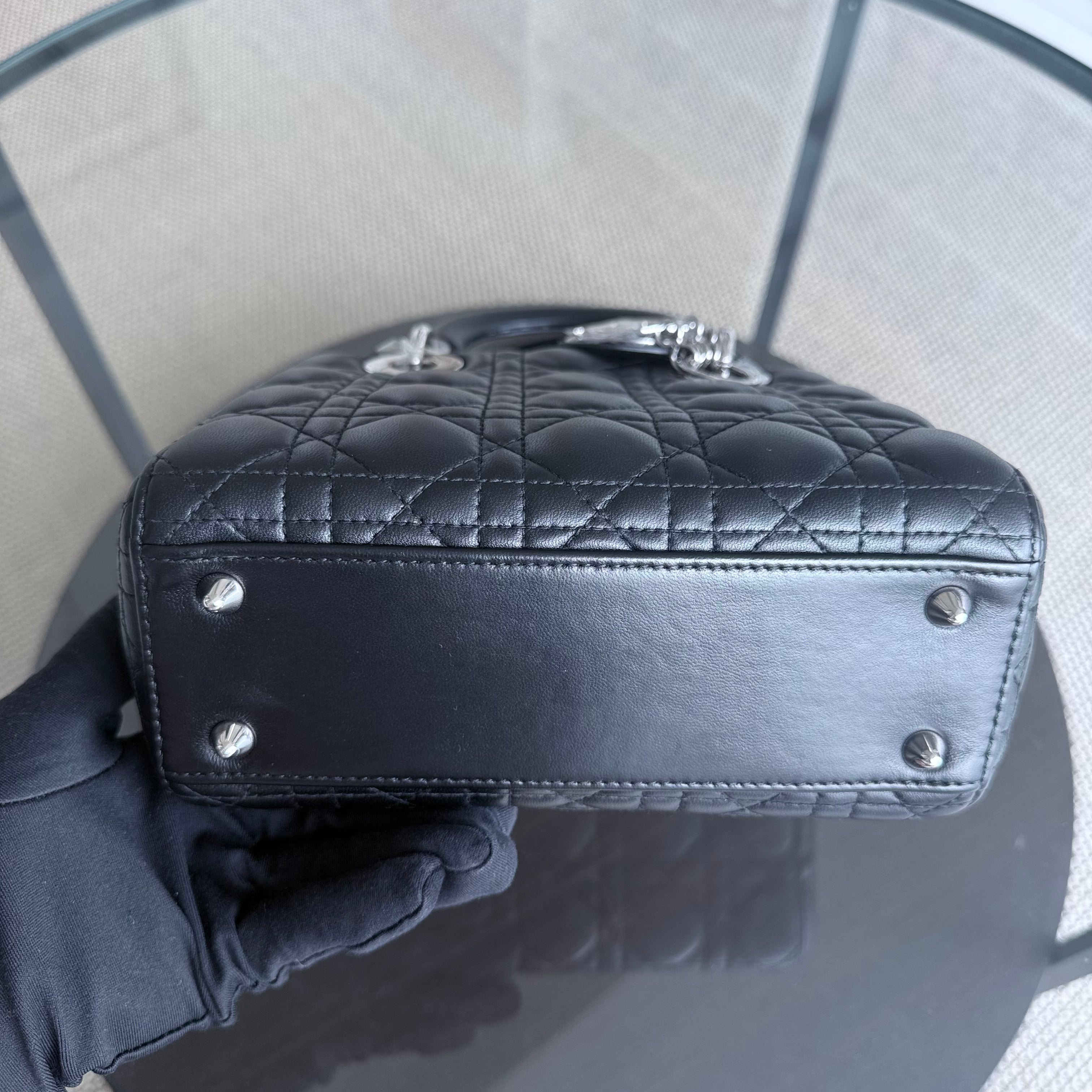 Dior Lady Small - Cannage Lambskin Black Silver Hardware