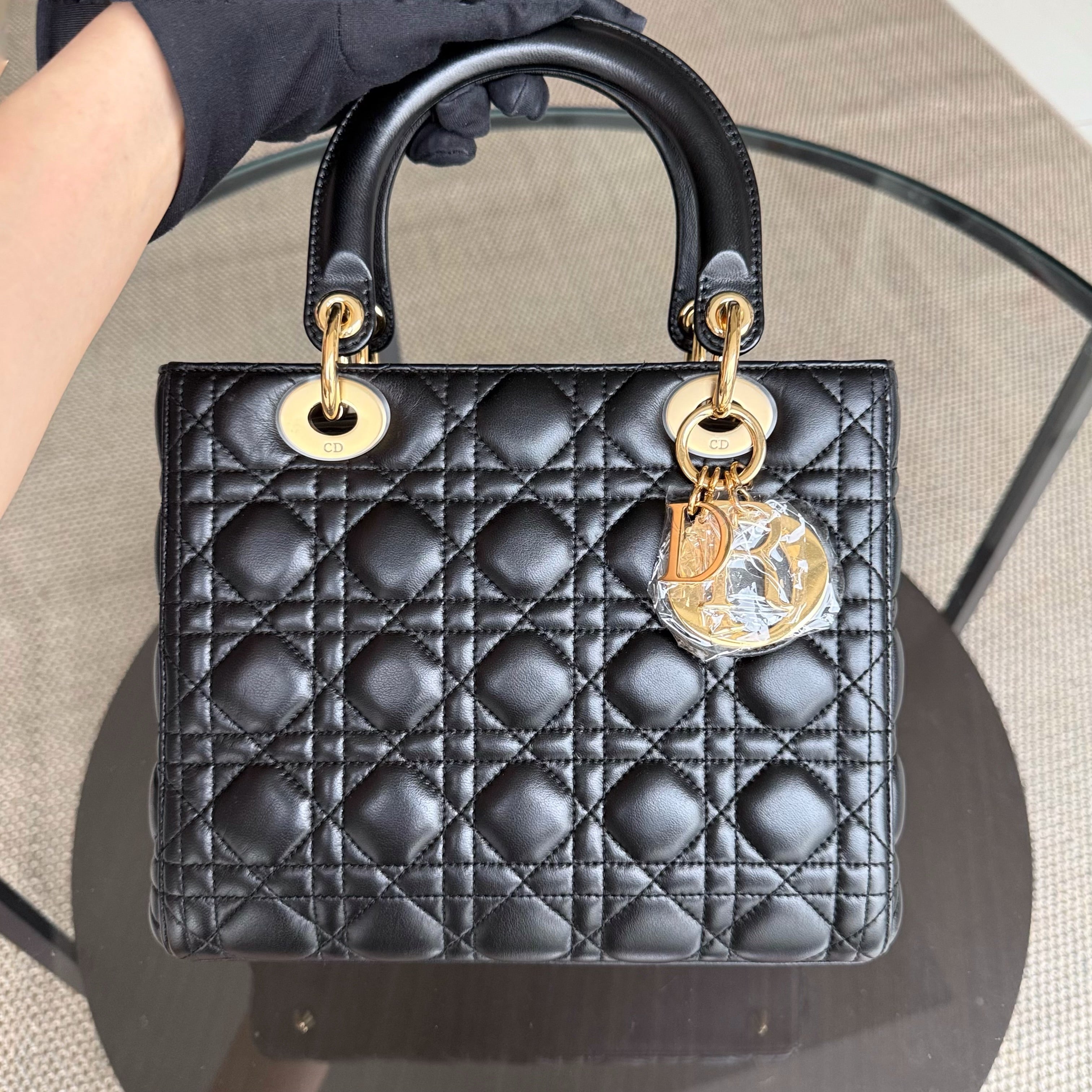 Dior Lady Medium - Canange Lambskin Black Gold Hardware
