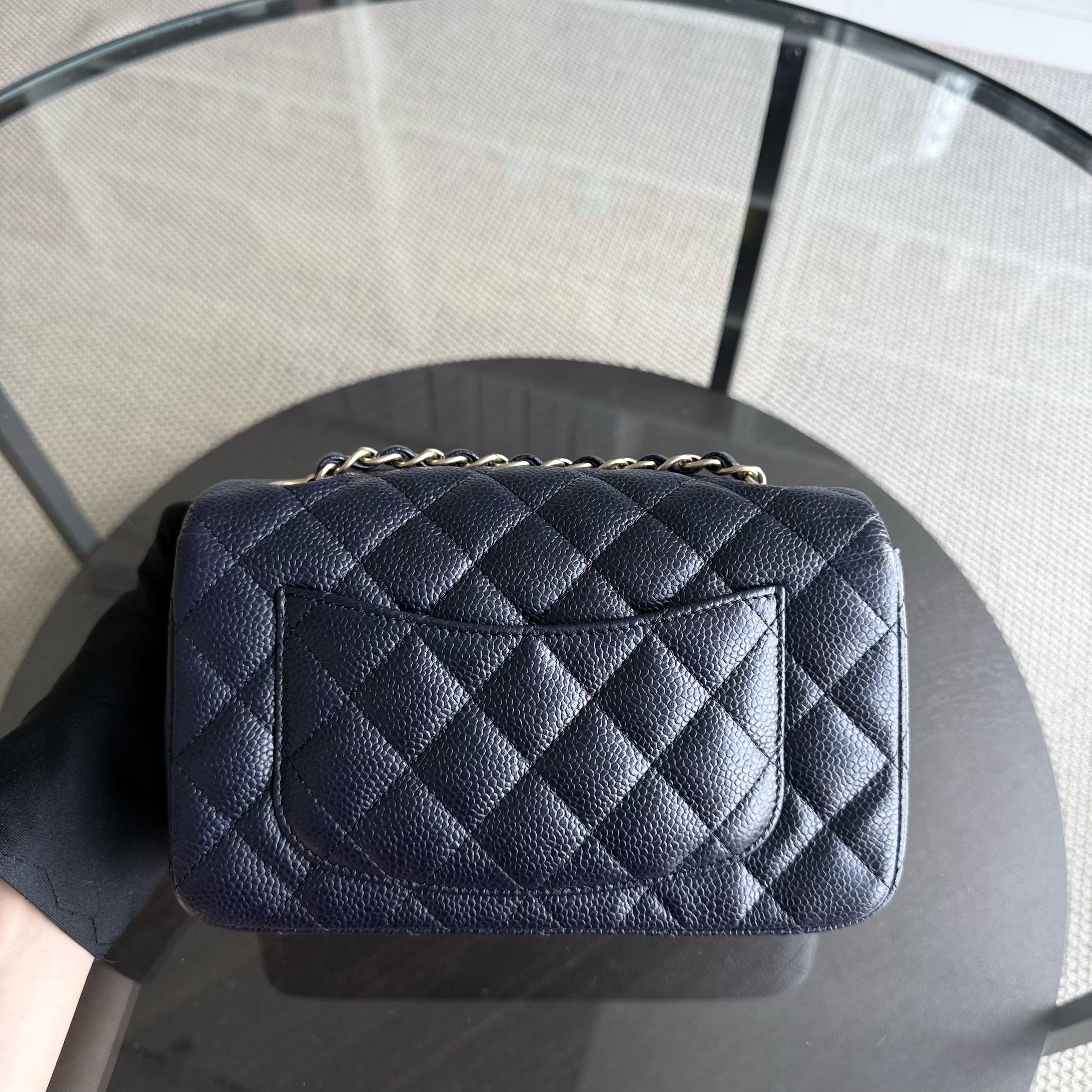 Chanel Classic Flap Mini - Caviar 20CM Quilted Dark Blue Gold Hardware Series 21