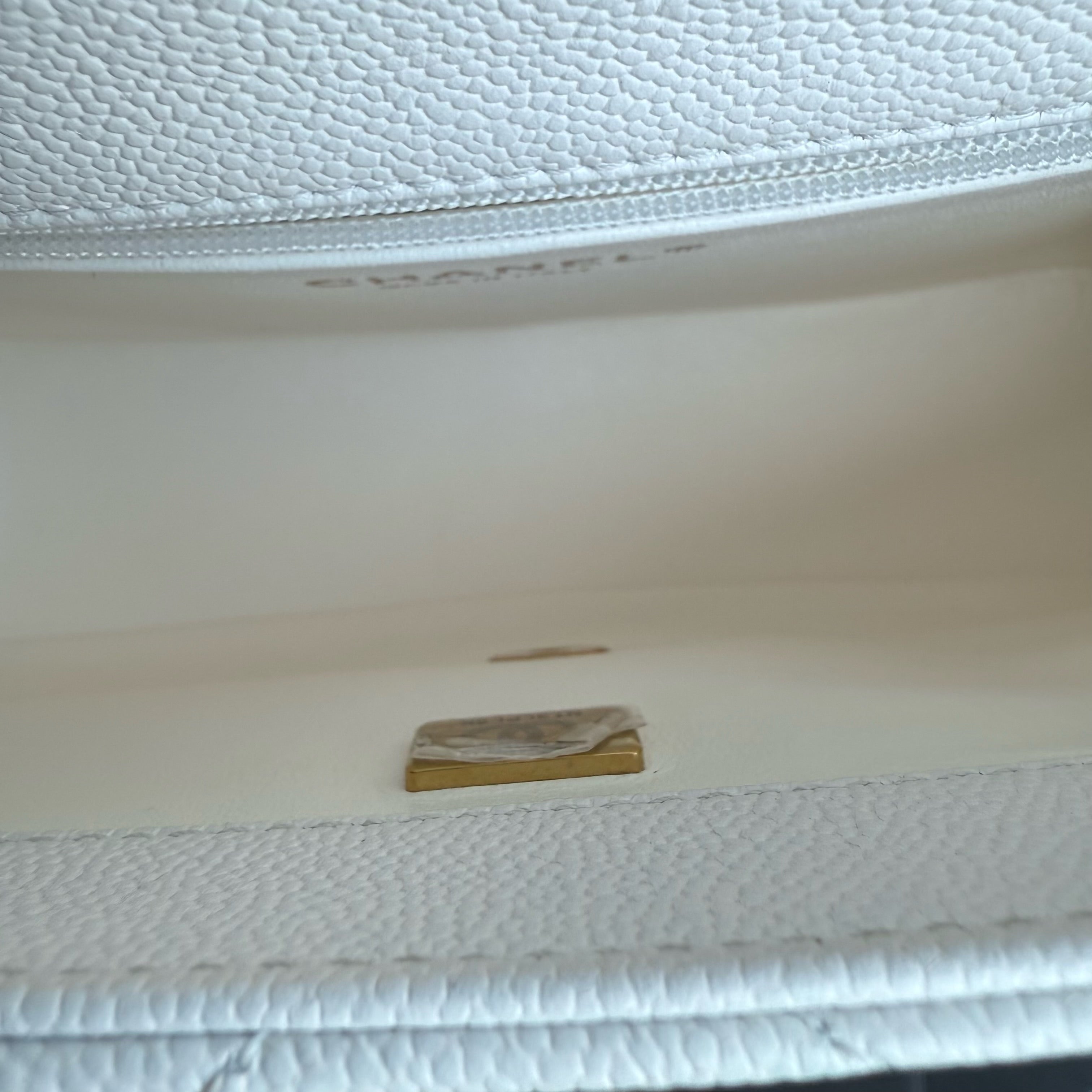 Chanel Flap Medium 25CM Sweetheart 23P Adjustable Chain - Caviar Quilted White Gold Hardware Microchip