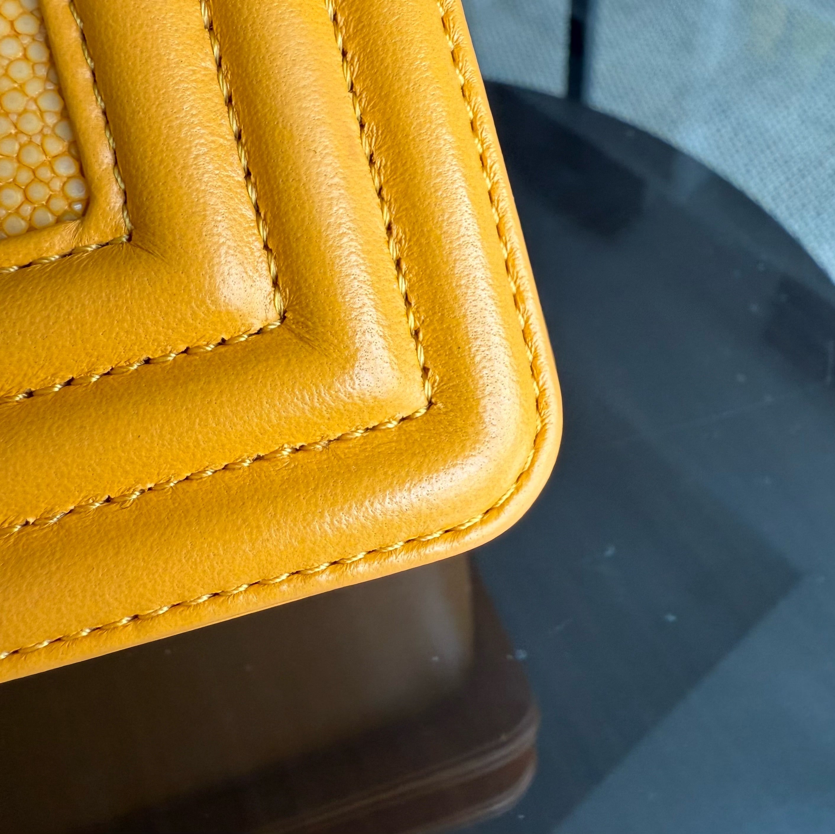 Chanel Boy Small - Small Stingray Yellow Mustard Ruthenium Silver Hardware Series 21