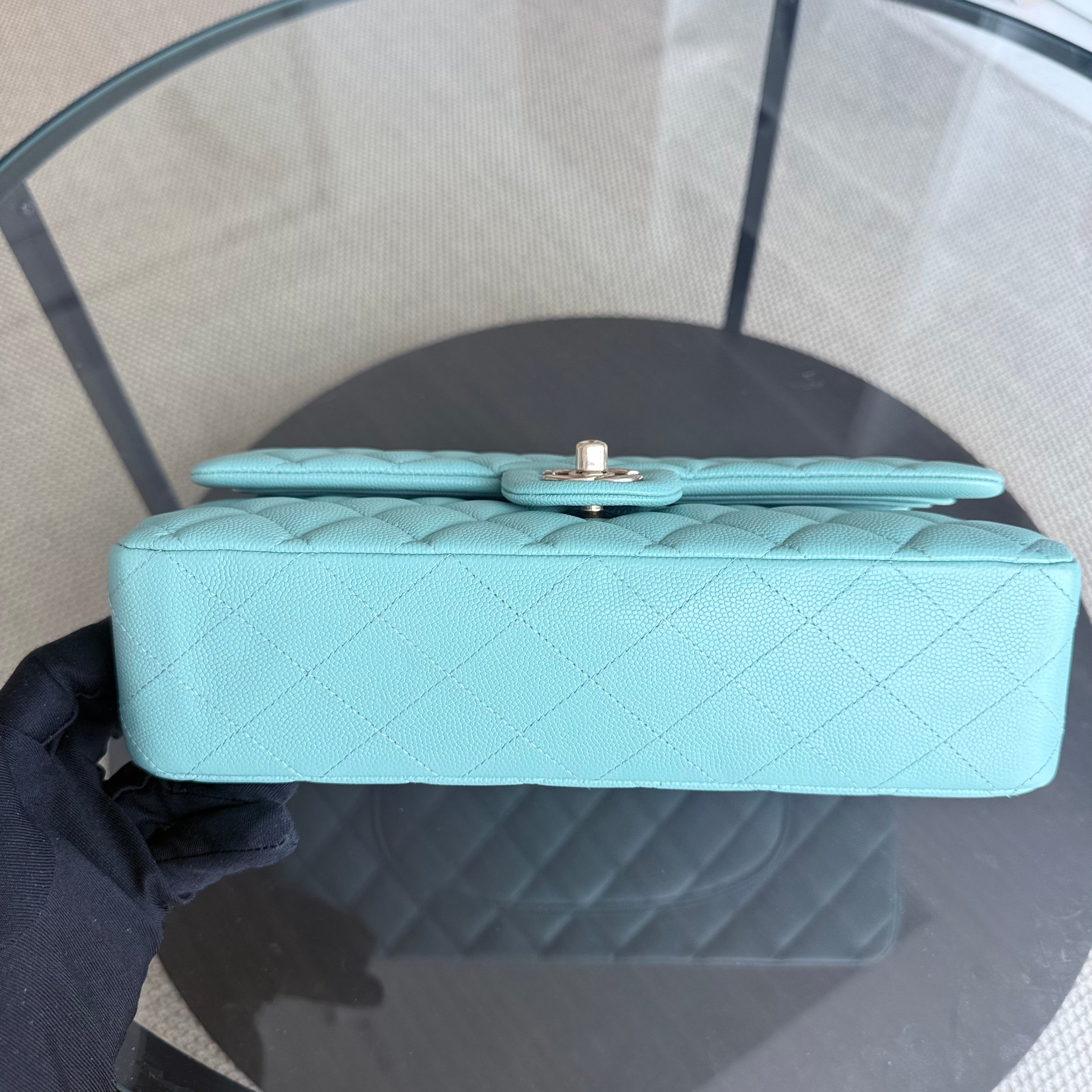 Chanel Classic Flap Medium - Caviar 25CM Quilted Light Blue Gold Hardware Series 29