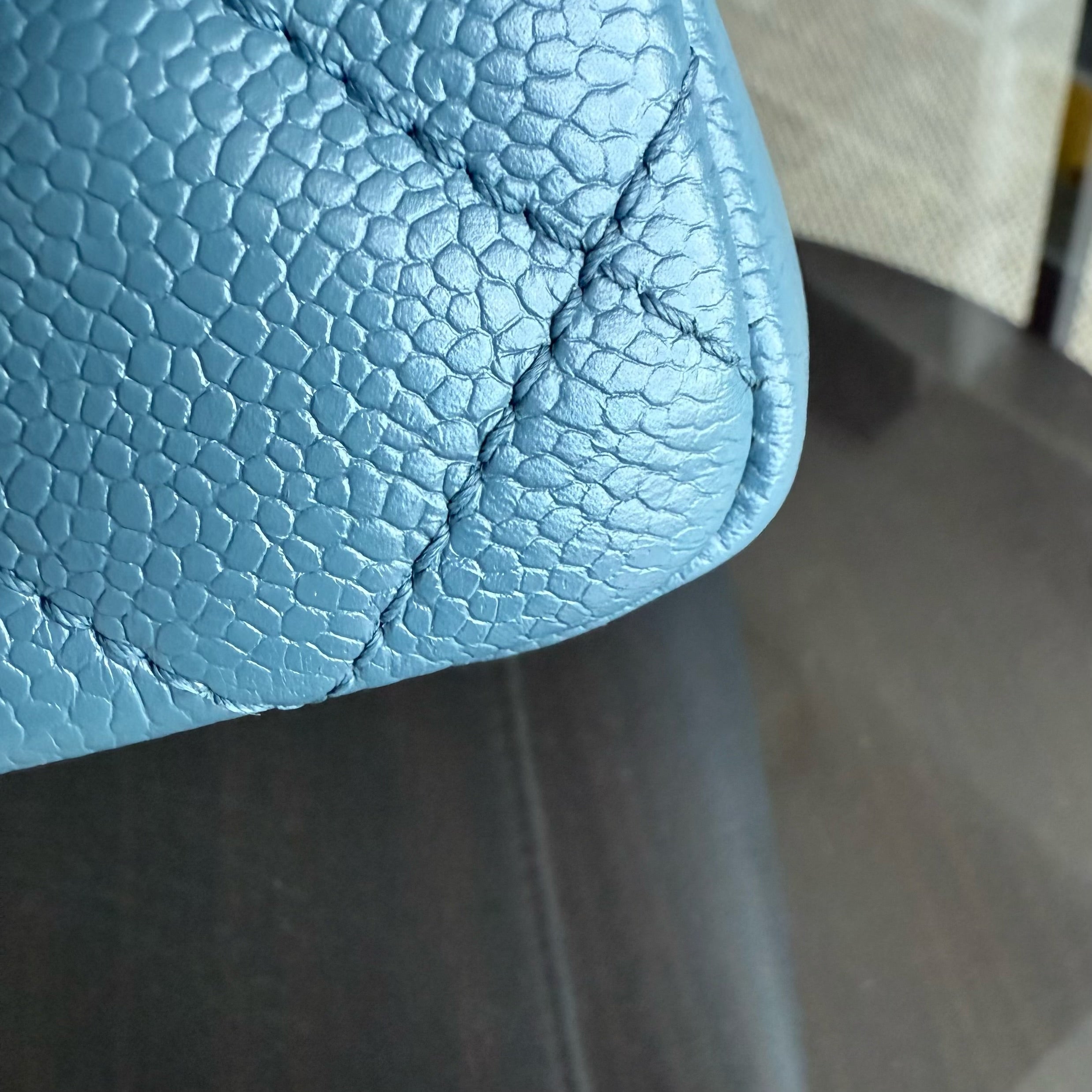 Chanel GST Grand Shopping Tote - Caviar Quilted Grained Calfskin Blue Silver Hardware Series 19