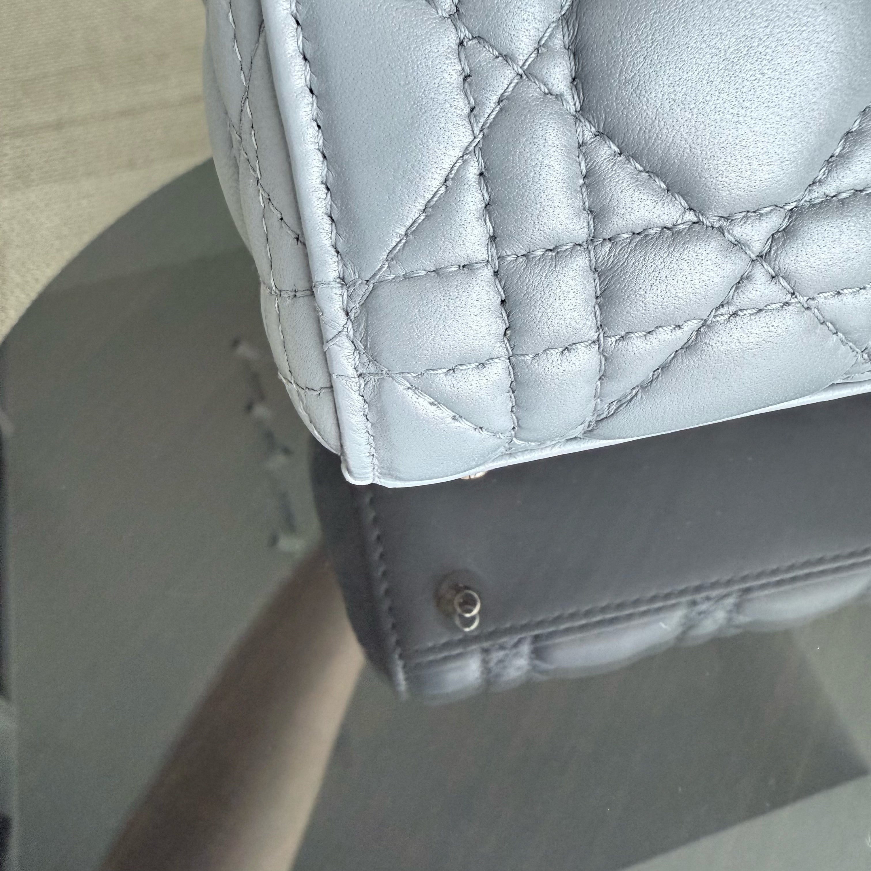 Dior Lady Mini - Cannage Lambskin Silver Gold Hardware Chain Strap
