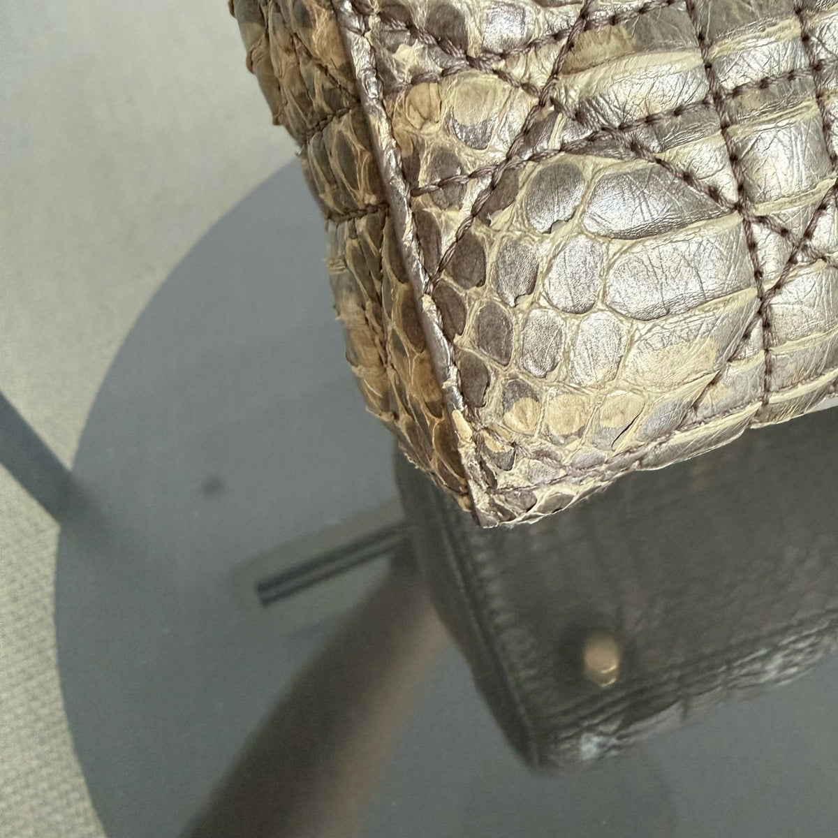 Dior Lady Small Flap - Cannage Gold Python Gold Hardware