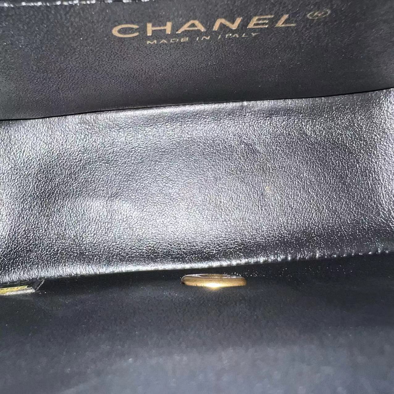 Mini Square Classic Flap Chevron Black Golden Hardware Series 21