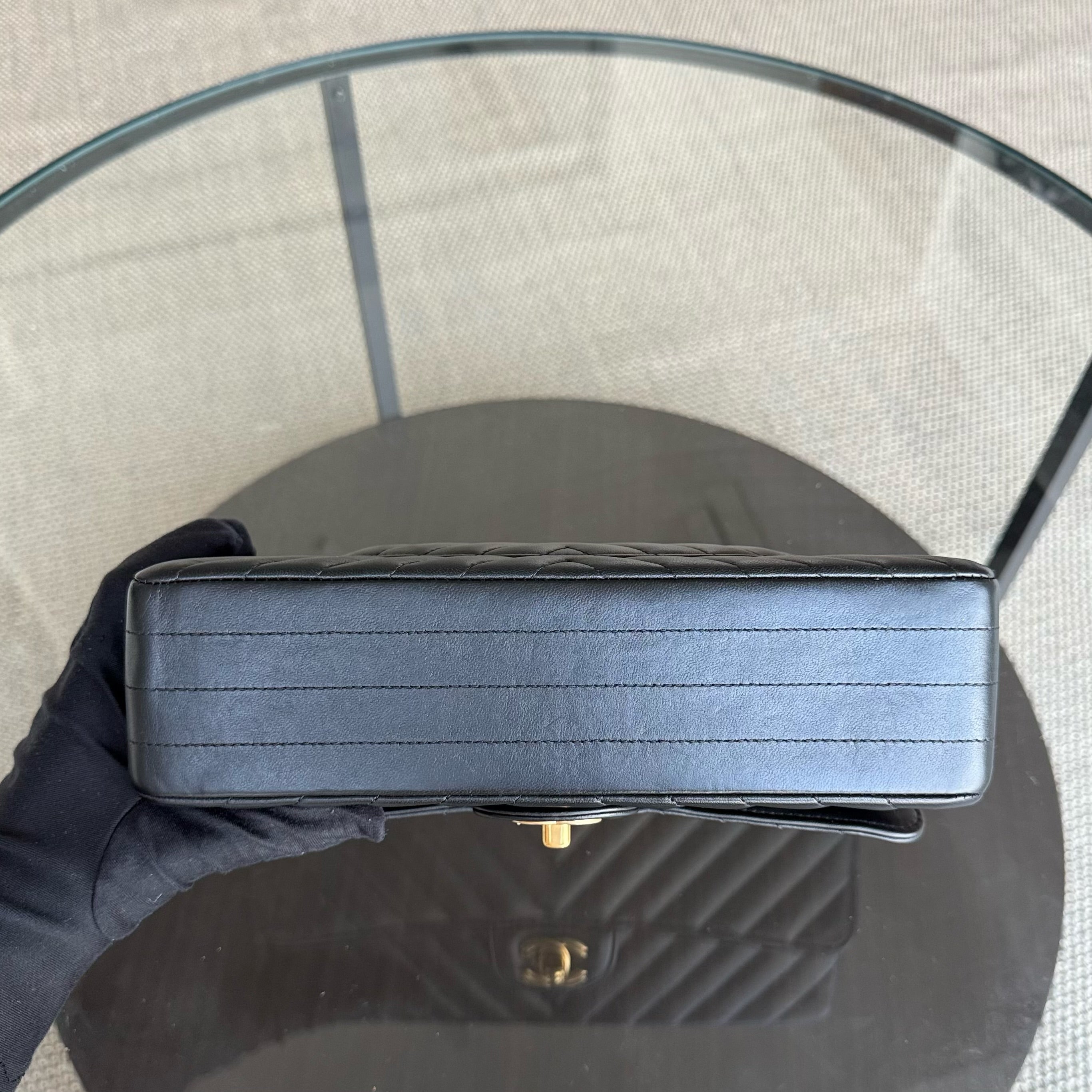 Chanel Classic Flap Medium - 25CM Chevron Lambskin Black Gold Hardware Series 27