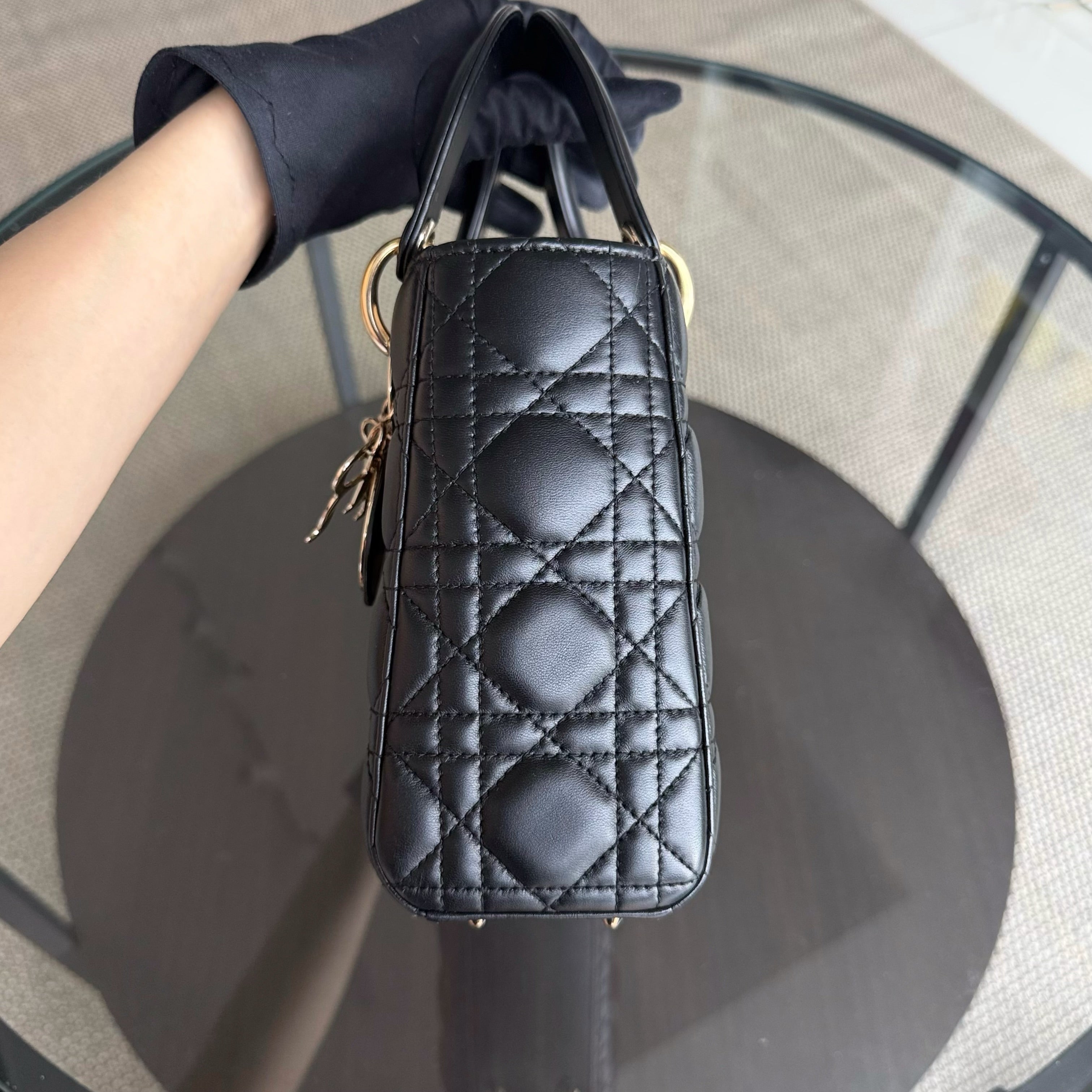 Dior Lady Small Flap - Cannage Lambskin Black Gold Hardware