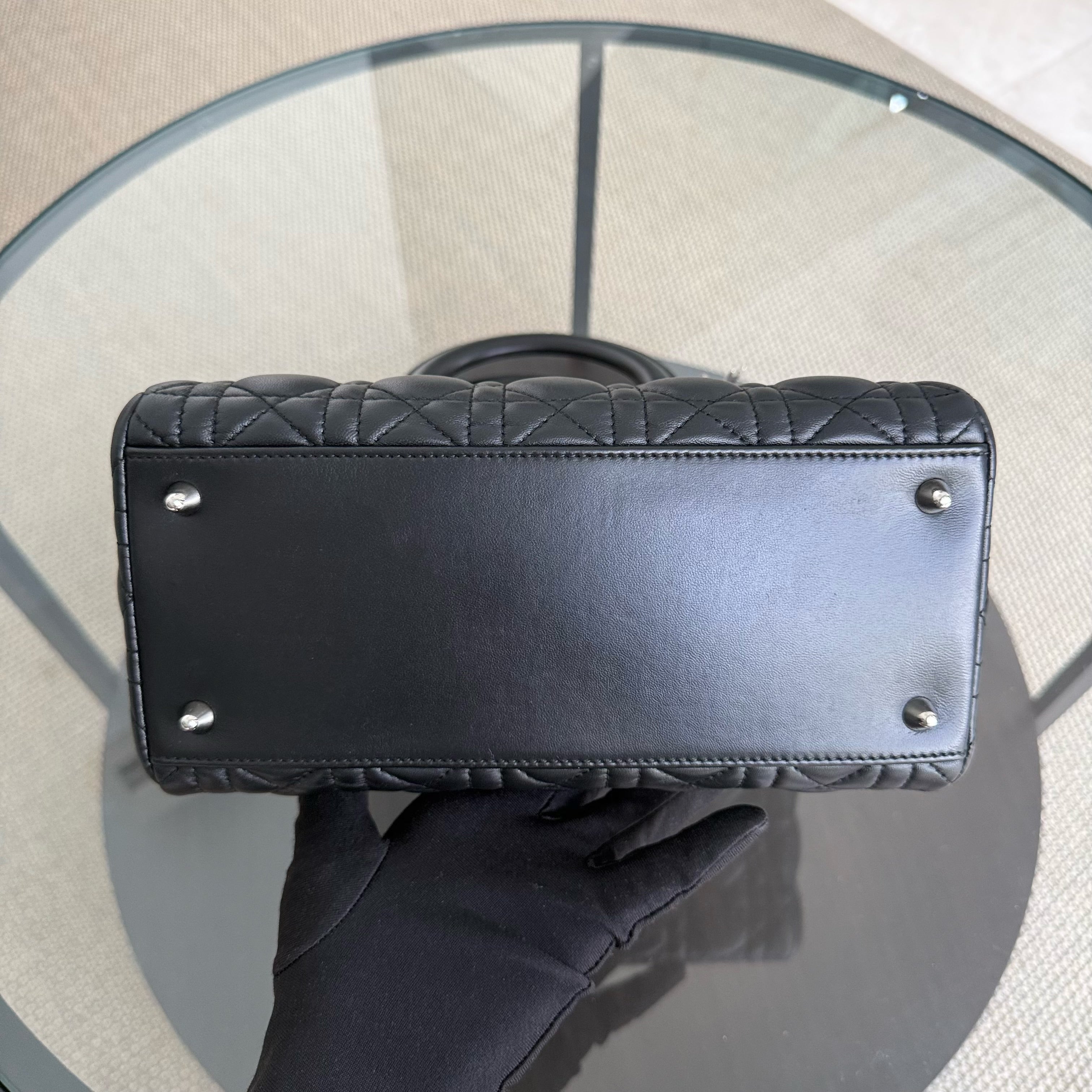 Dior Lady Medium - Cannage Lambskin Black Silver Hardware