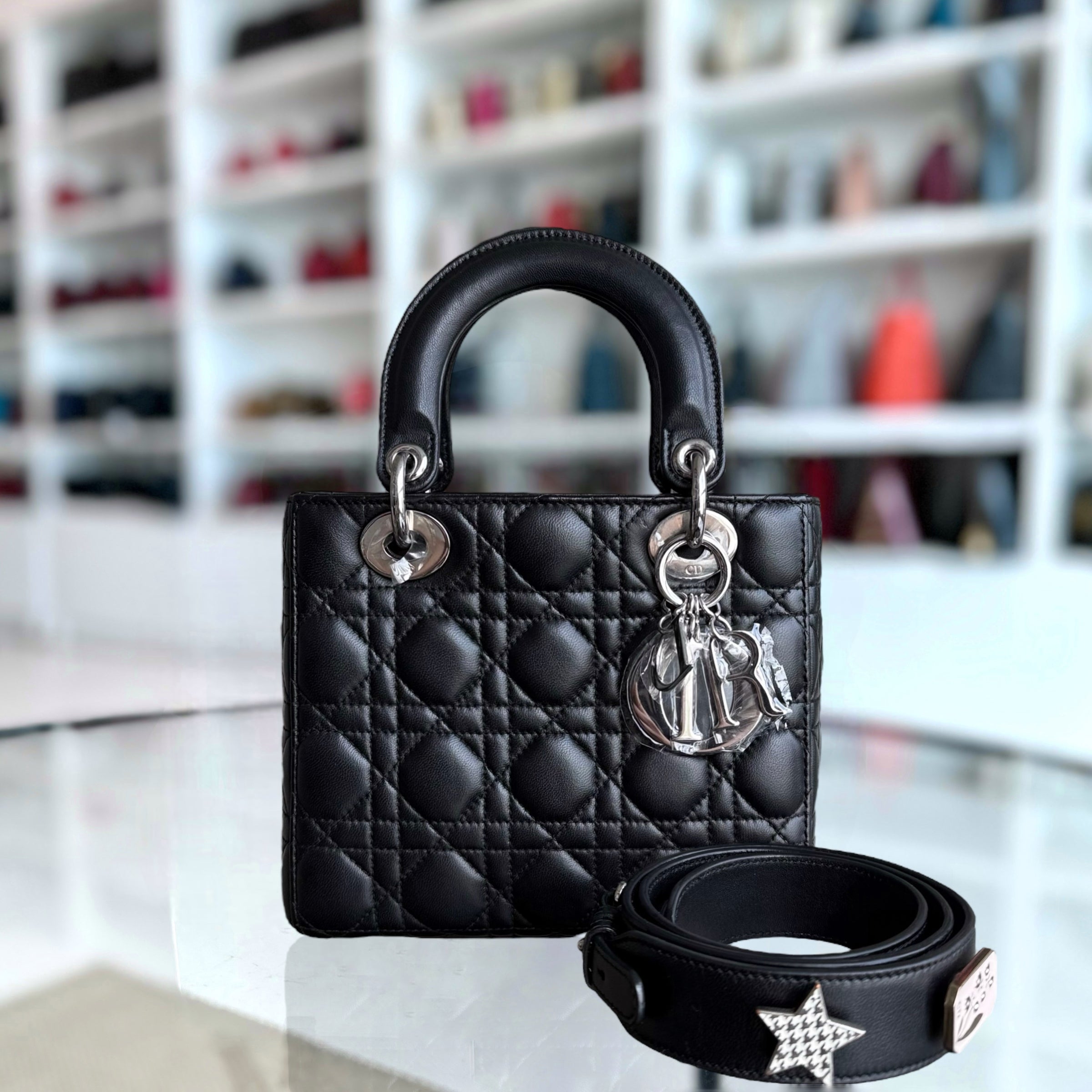 Dior Lady Small - Cannage Lambskin Black Silver Hardware