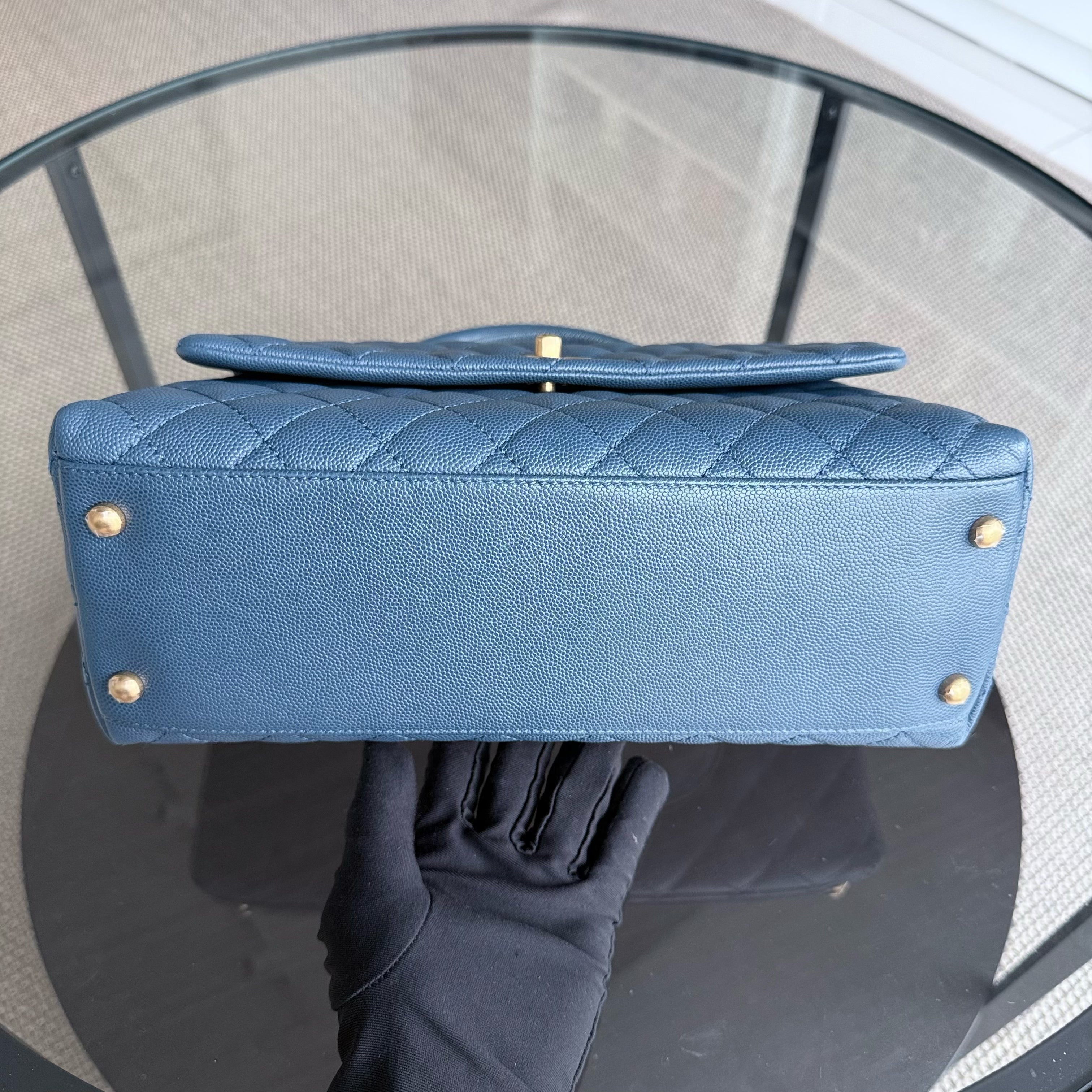 Chanel Coco Handle Medium - Caviar Quilted Blue Grained Calfskin Gold Hardware Series 24