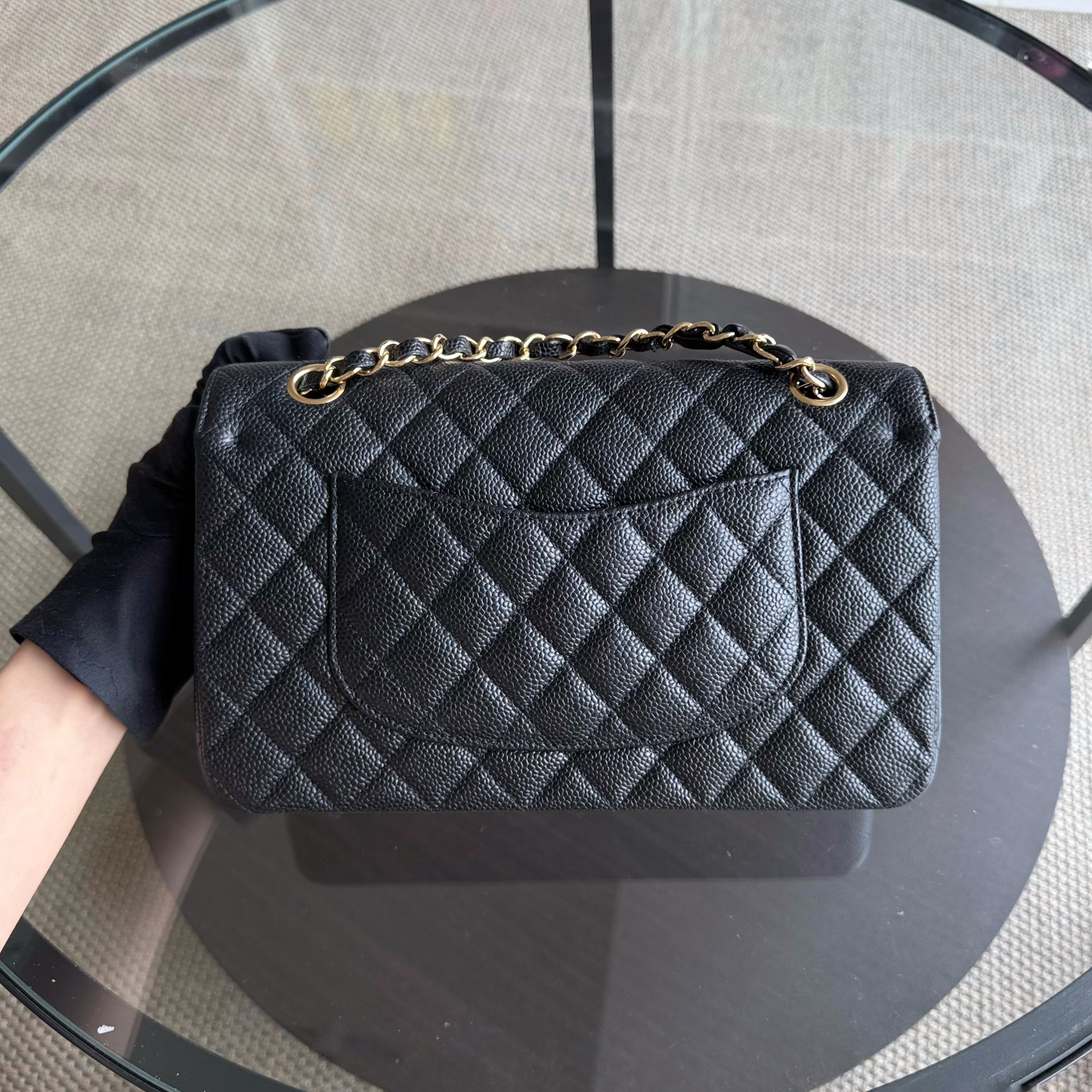 Chanel Classic Flap Medium - Caviar 25CM Quilted Black Gold Hardware Series 21