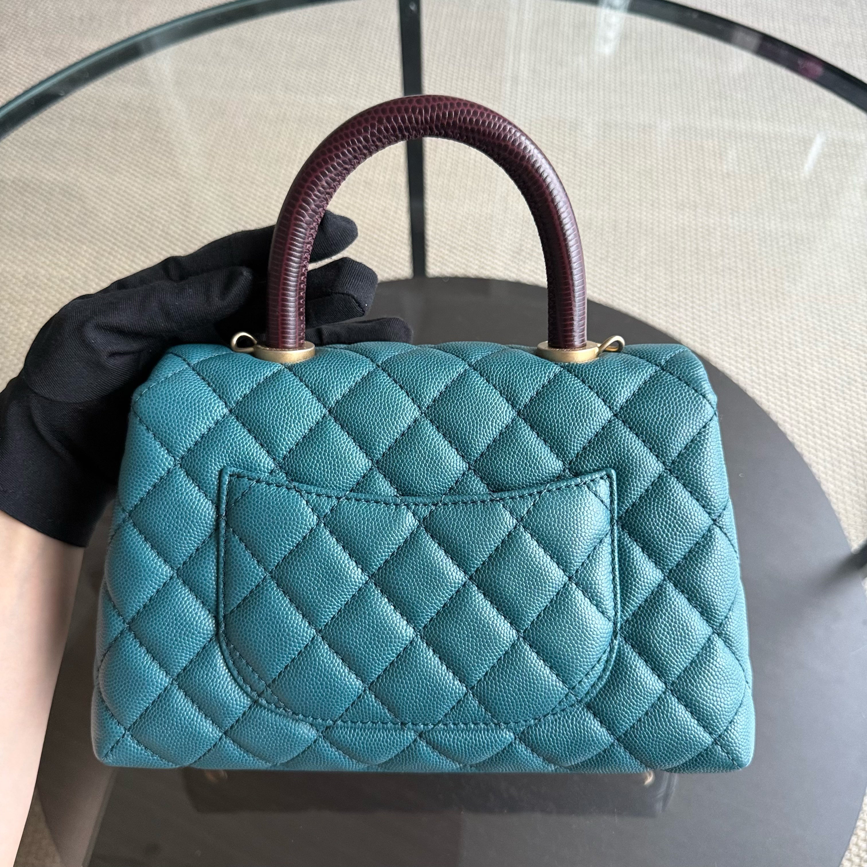 Chanel Coco Handle Small - Caviar Quilted Blue Gold Hardware Series 28