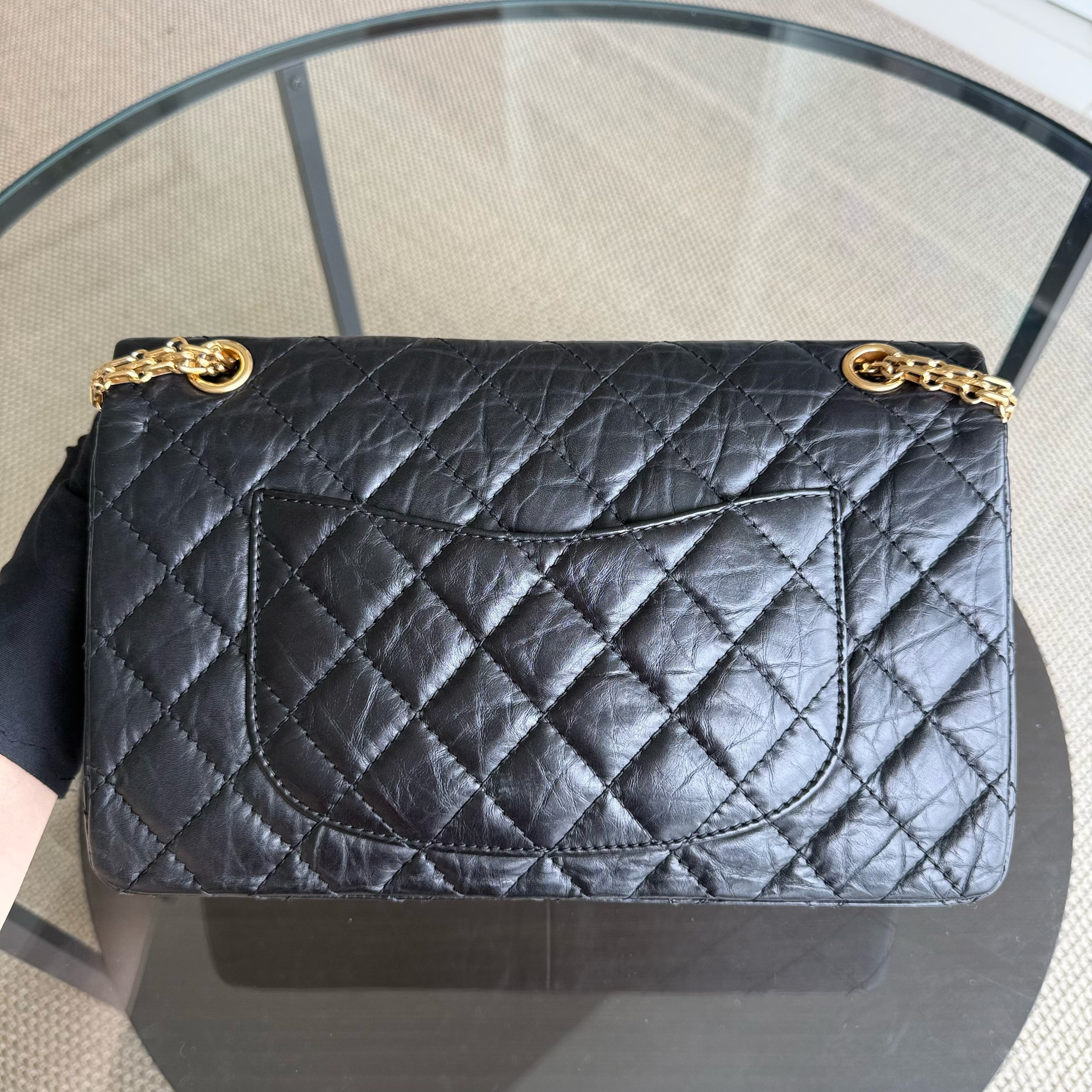 Chanel 2.55 Reissue 226 - 28CM Quilted Aged Calfskin Black Aged Gold Hardware Series 14