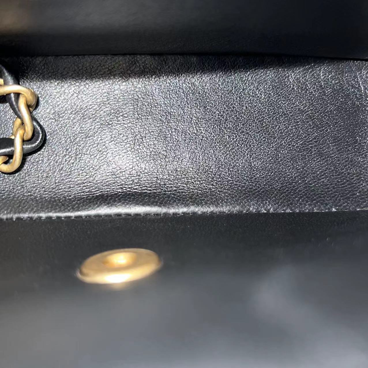 Mini Classic Flap 20CM Chevron Lambskin Black Golden Hardware Series 27