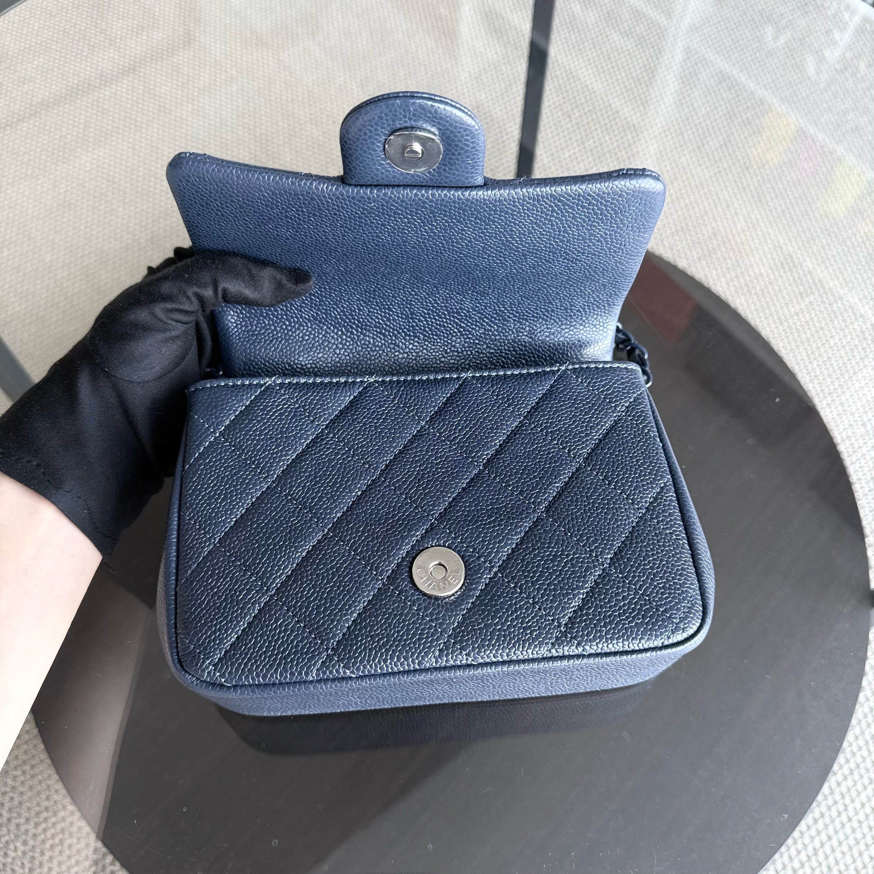 Chanel CC Flap Mini Square - Caviar Quilted All Blue Hardware Series 29