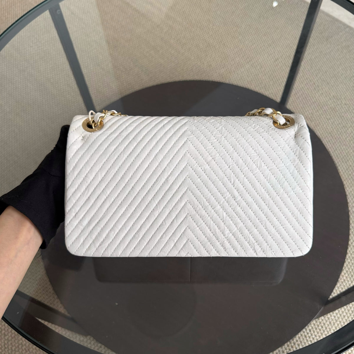 Chanel Seasonal Flap - Chevron Surpique CC Herringbone Medallion Flap Gold Hardware