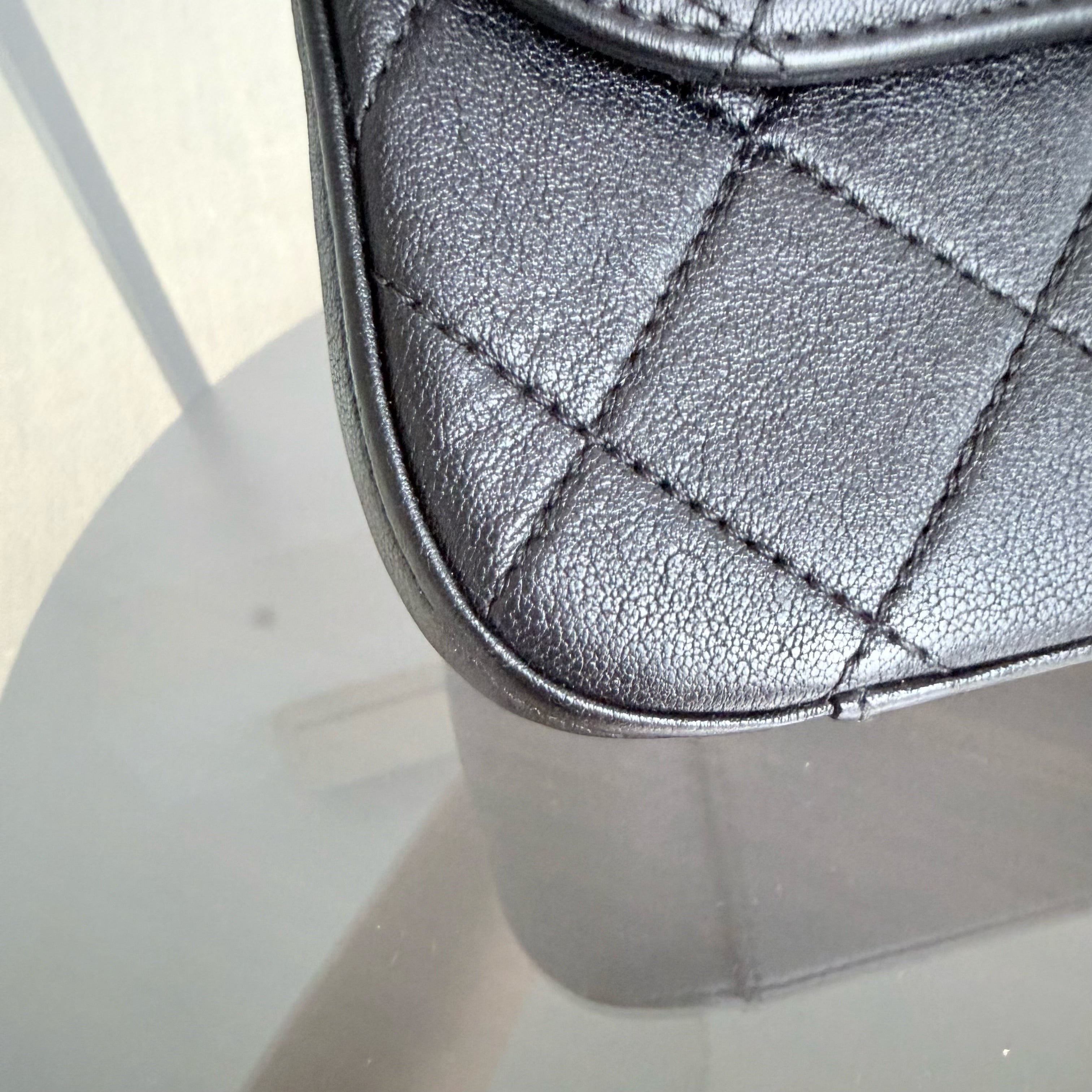 Chanel 19 Bag Flap - C19 With Top Handle Quilted Black Gold Hardware Series 28