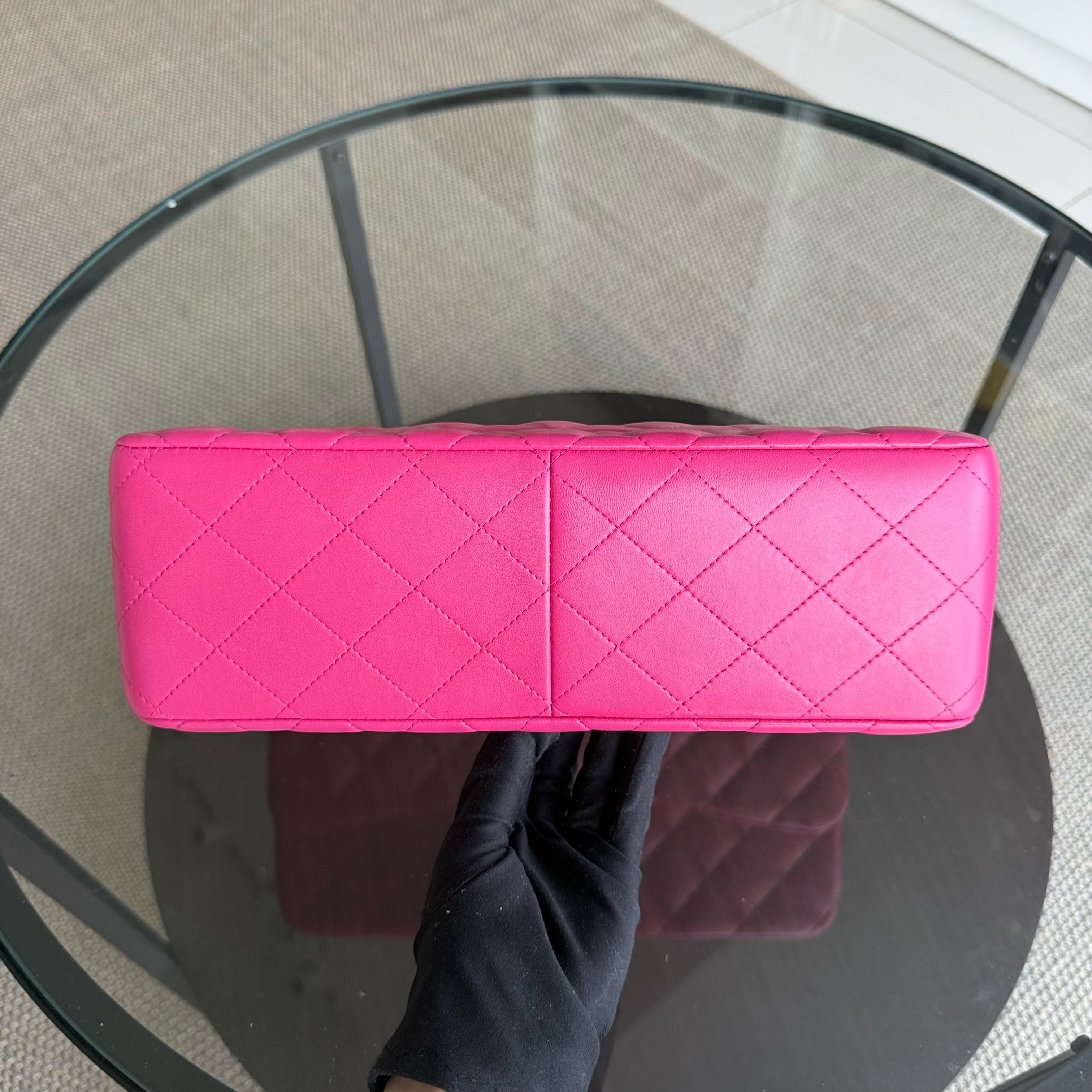 Chanel Classic Flap Jumbo - Double Flap 30CM Quilted Lambskin Pink Silver Hardware Series 19