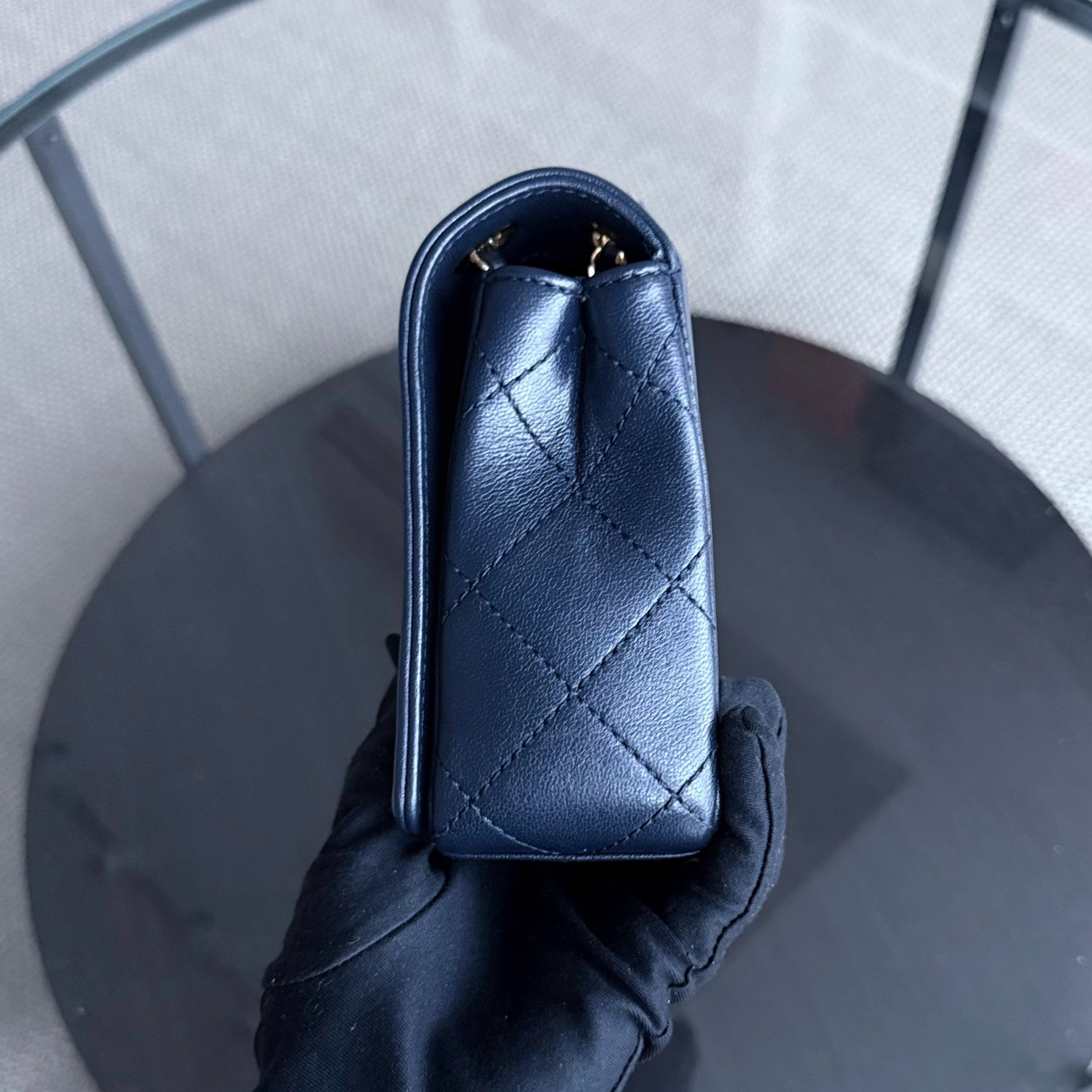 Chanel Mademoiselle Seasonal Flap - Cannage Calfskin Blue Gold Hardware Series 23