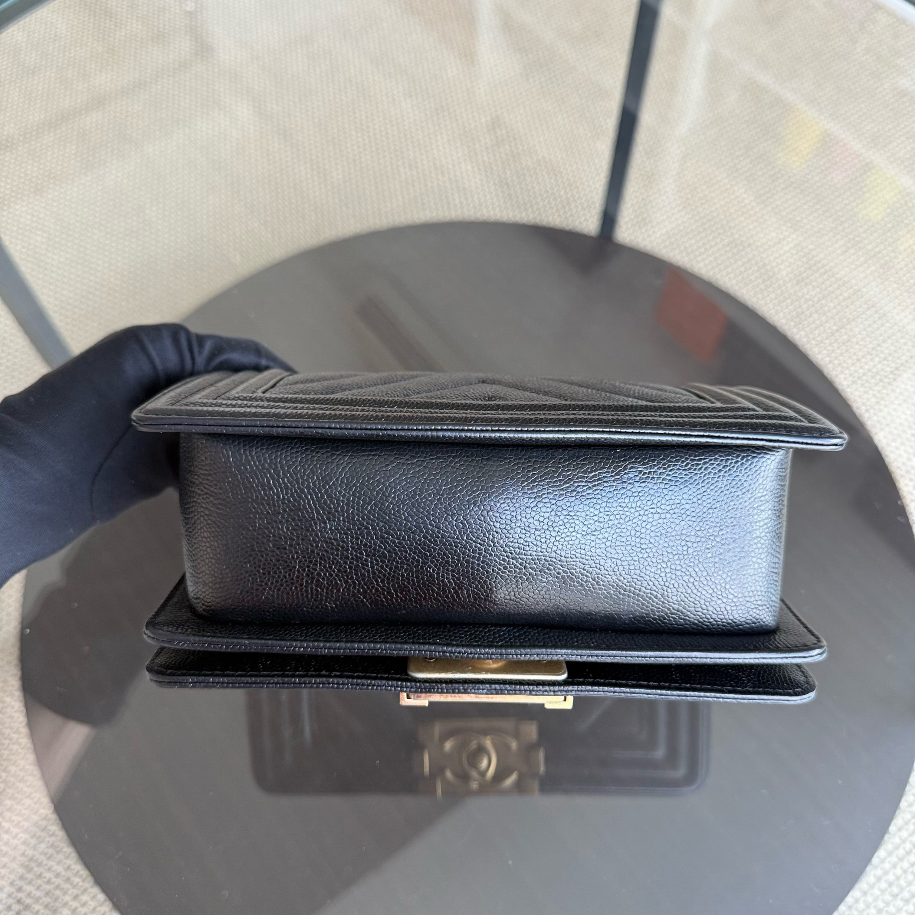 Chanel Boy Small - Caviar 20CM Quilted Black Gold Hardware Series 24