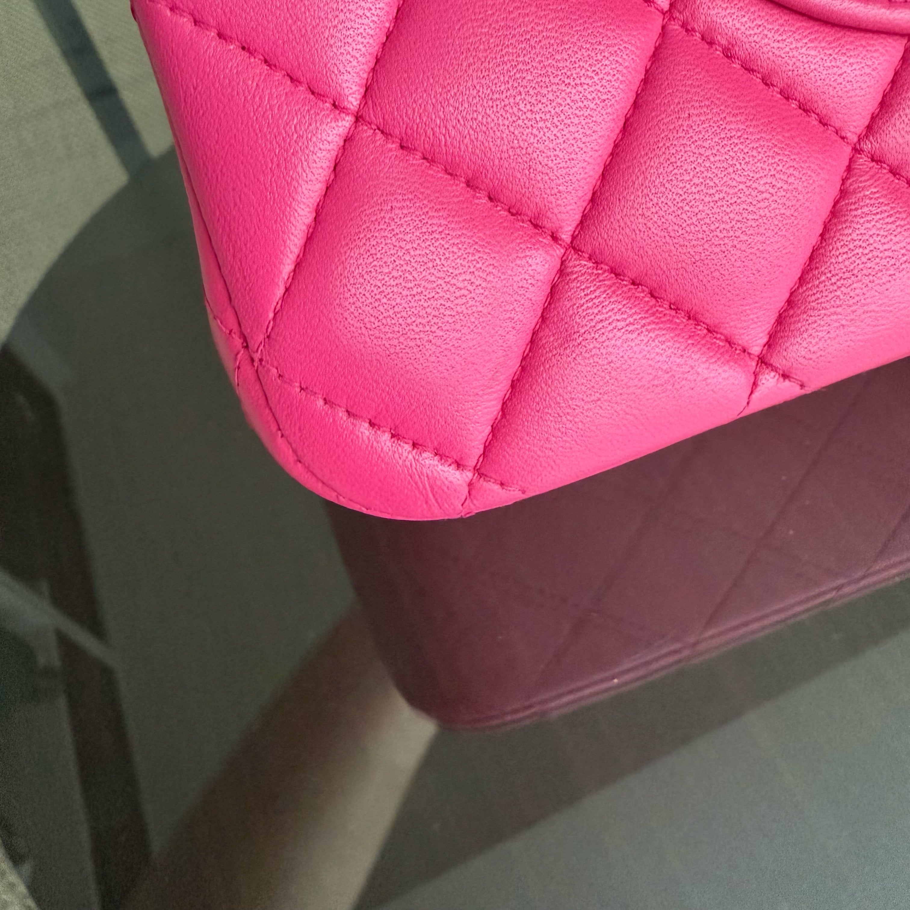 Chanel Classic Flap Medium - 25CM Quilted Lambskin Hot Pink Gold Hardware Series 22