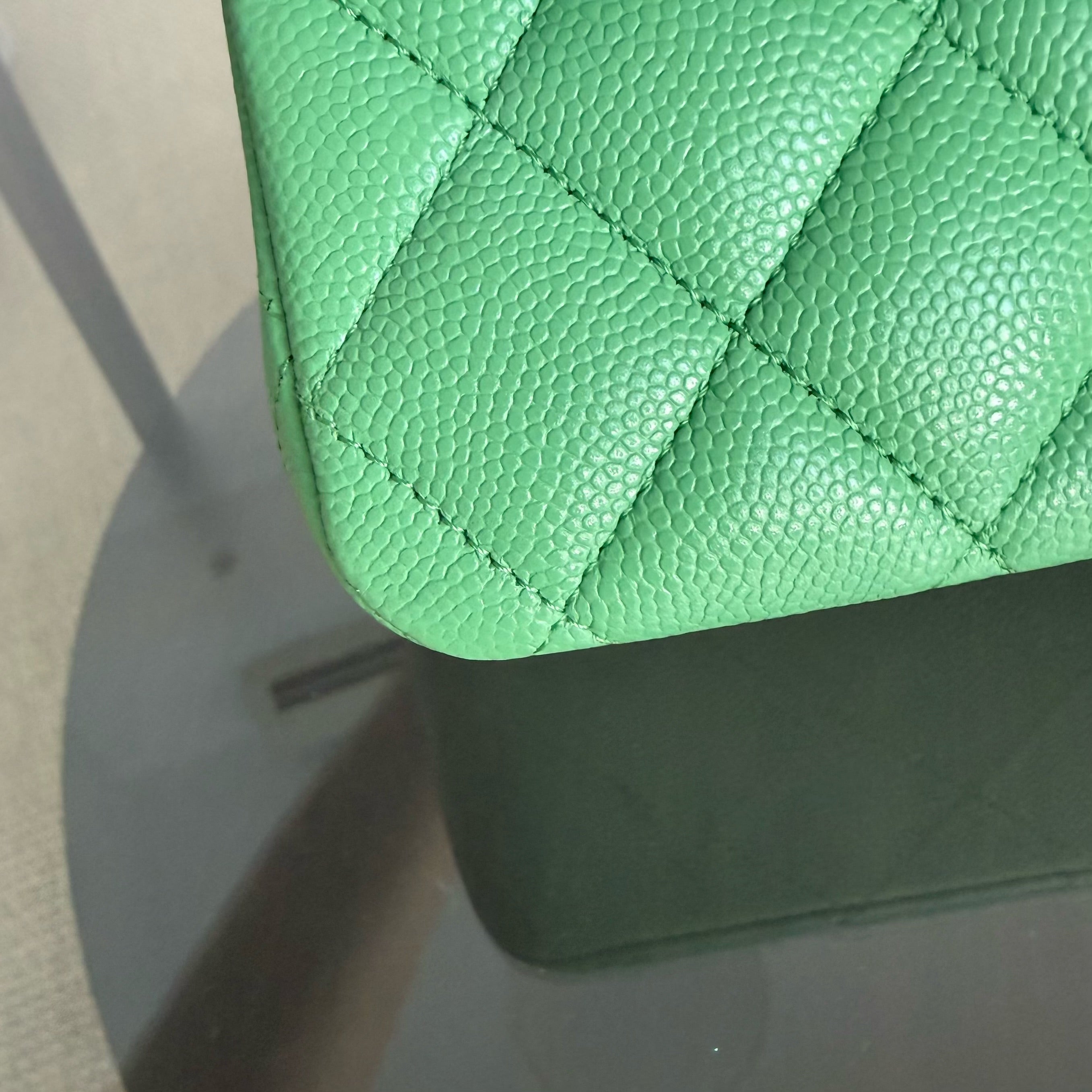 Chanel Classic Flap Medium - 25CM Quilted Caviar Green Gold Hardware Series 31