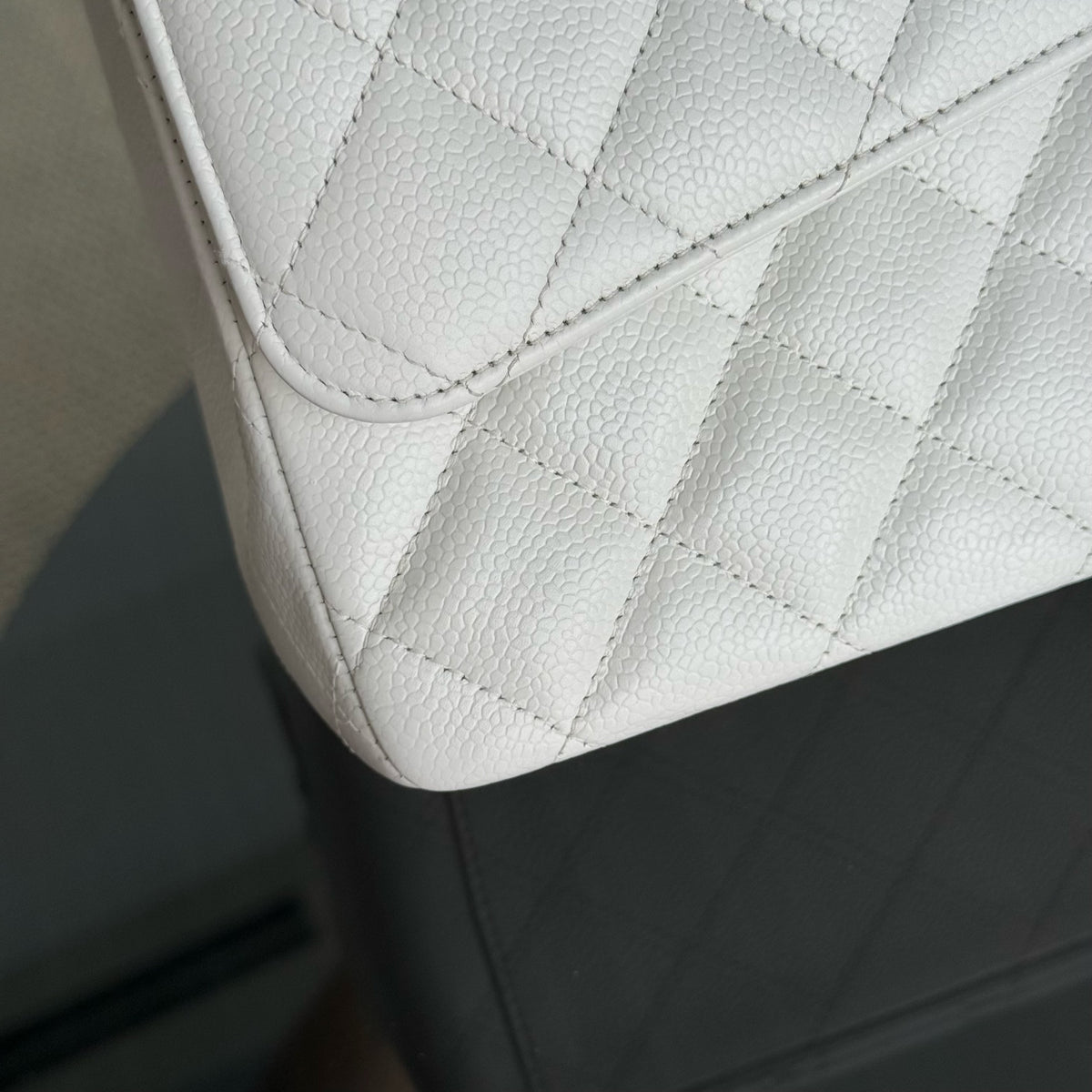Chanel Classic Flap Maxi - Caviar 33CM Double Flap White Gold Hardware