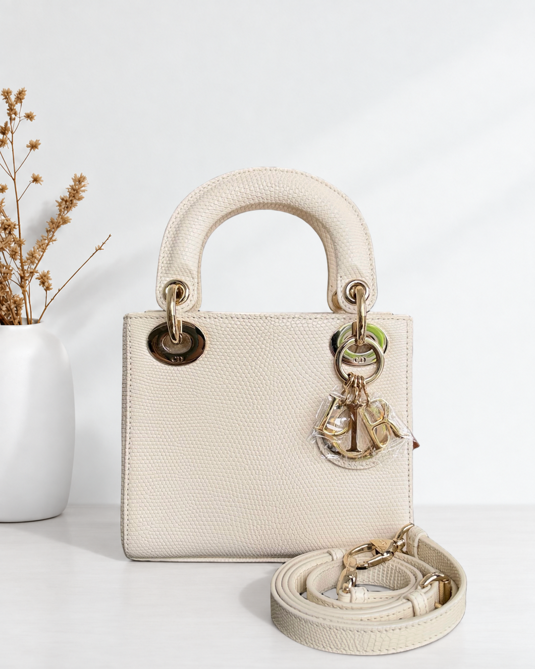 Dior Lady Mini - Exotic Lizard White Gold Hardware