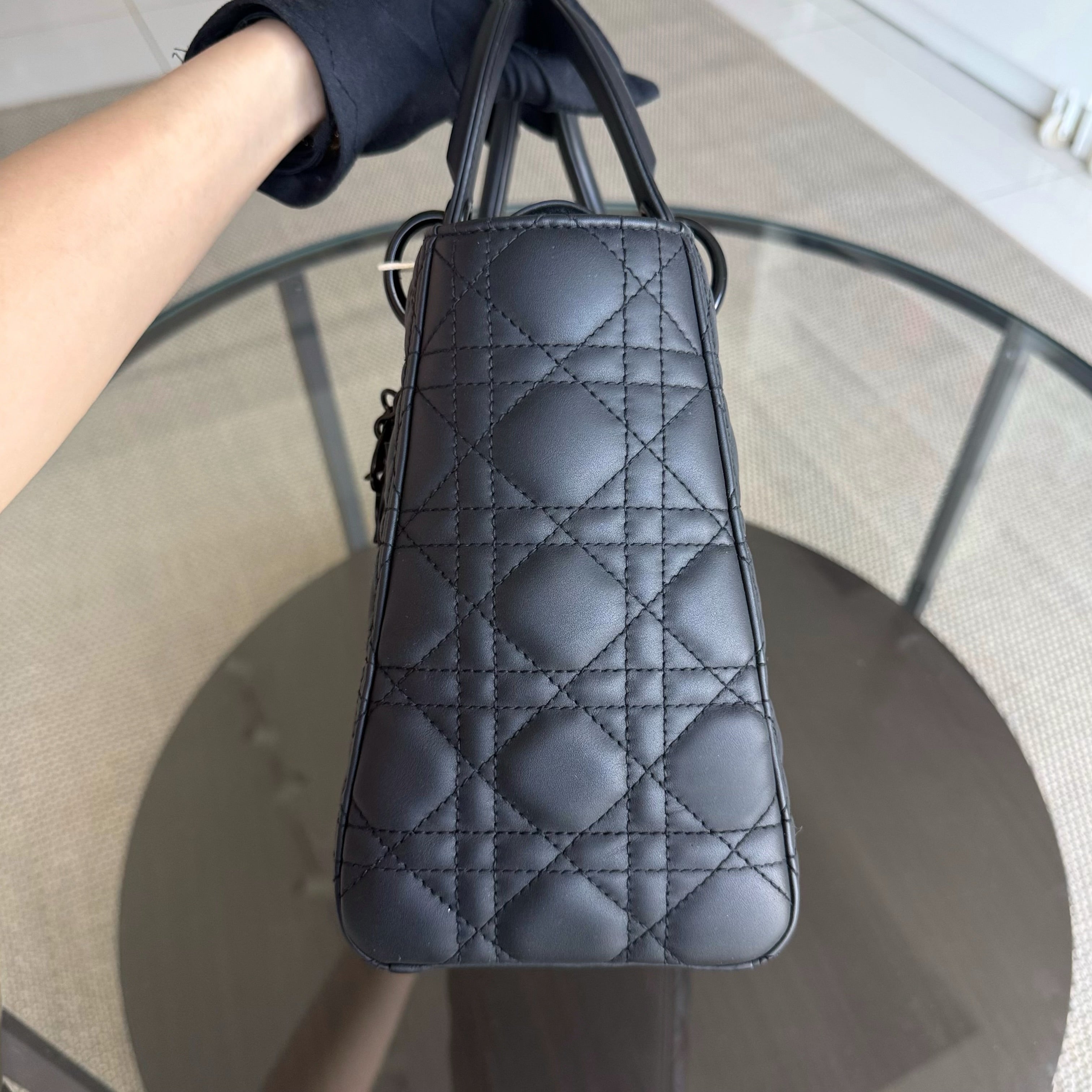 *Flap Open* Dior Lady Medium - Calfskin So Black Black Hardware NO STRAP
