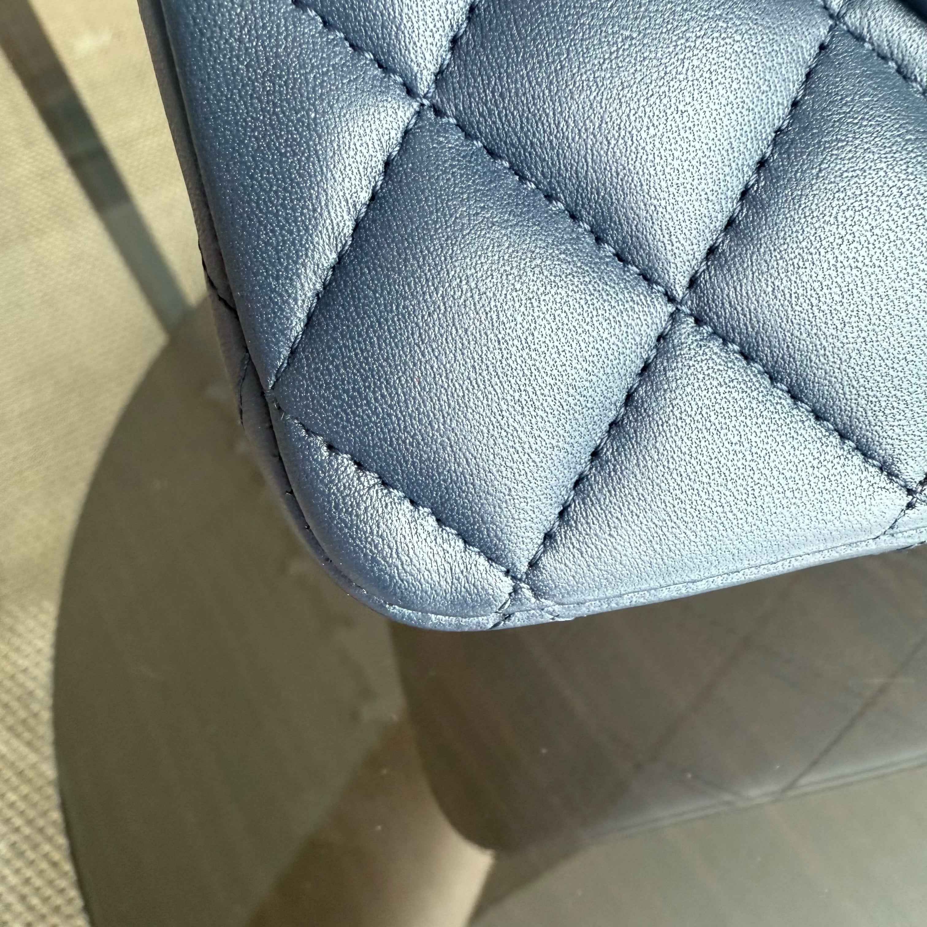 Chanel Classic Flap Medium - 25CM Quilted Lambskin Midnight Blue Silver Hardware Series 22