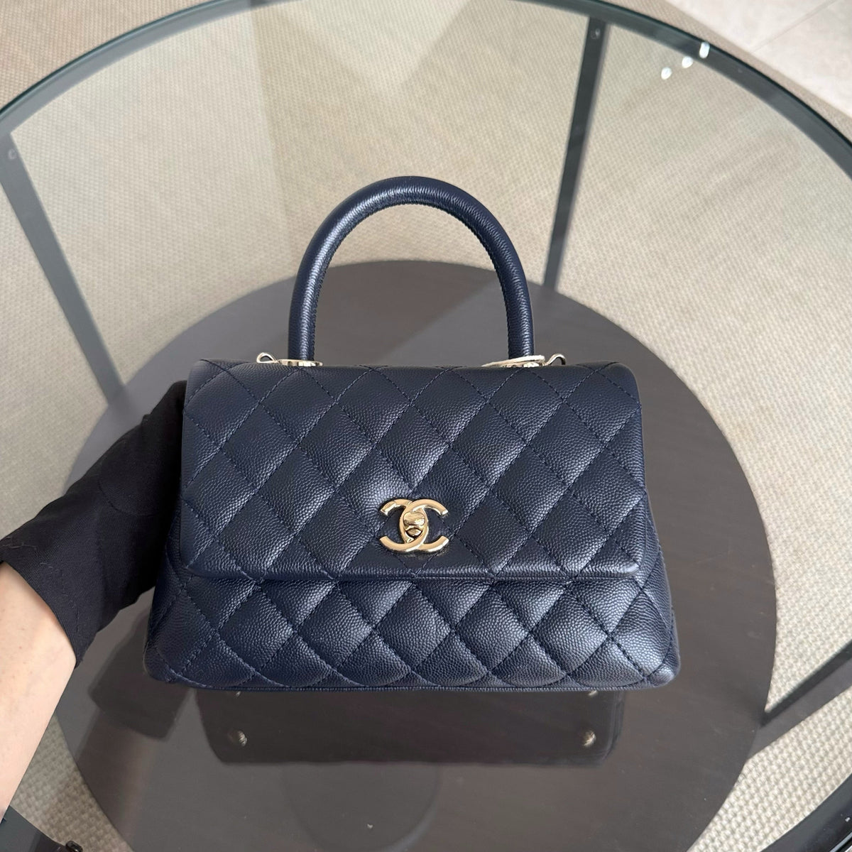 Chanel Coco Handle Small - Caviar Quilted Midnight Blue Gold Hardware Series 30