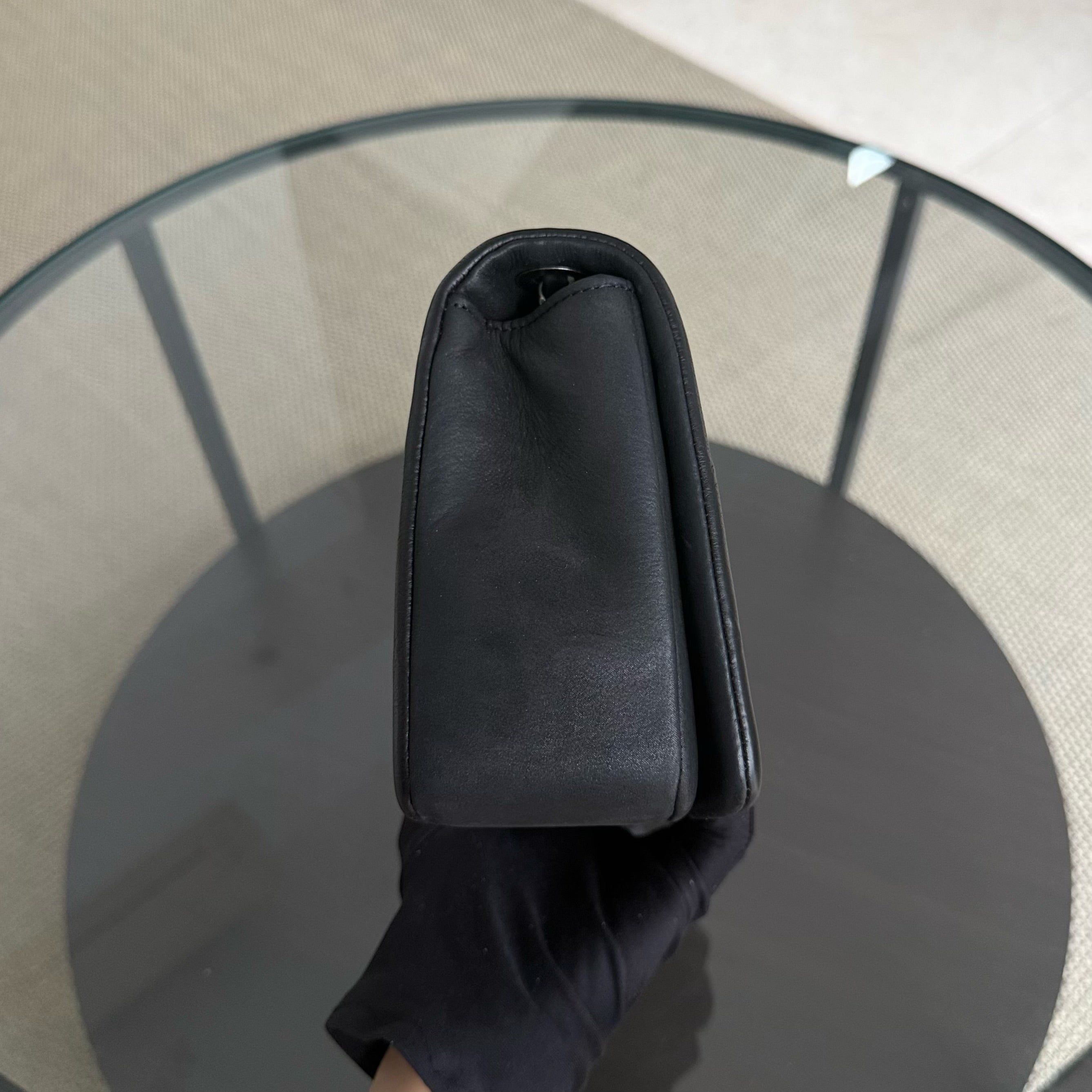 Chanel Flap Medium - Calfskin 25CM Quilted Black Ruthenium Silver Hardware Series 18