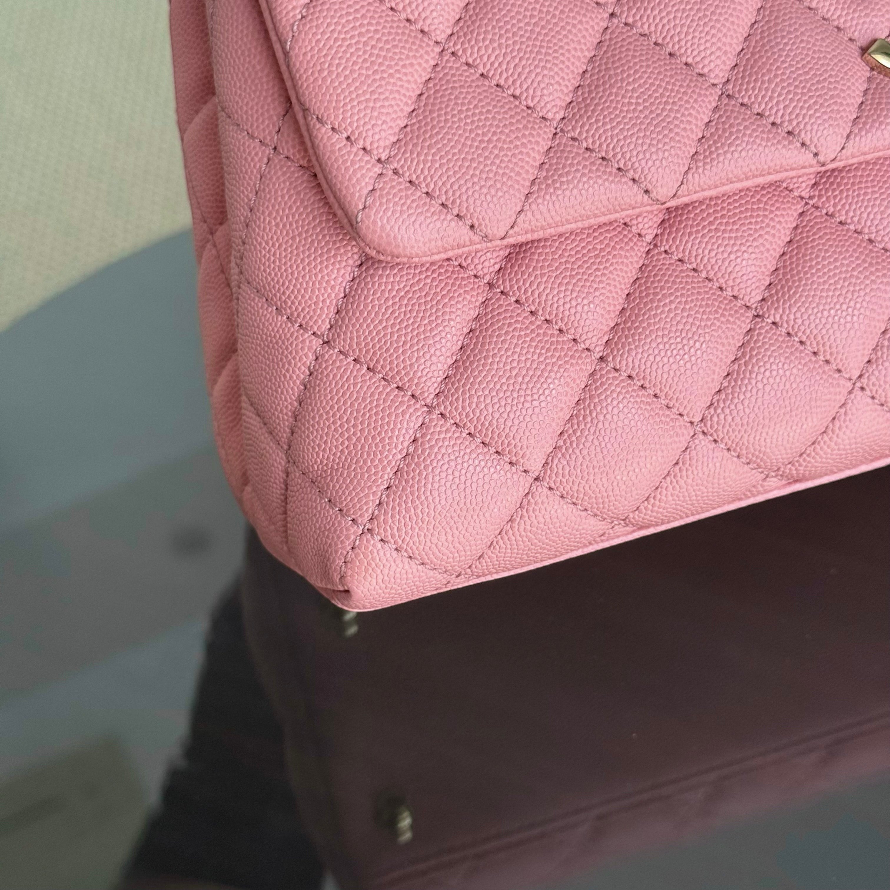 Chanel Coco Handle Medium - Caviar 29CM Quilted Pink Gold Hardware Series 27