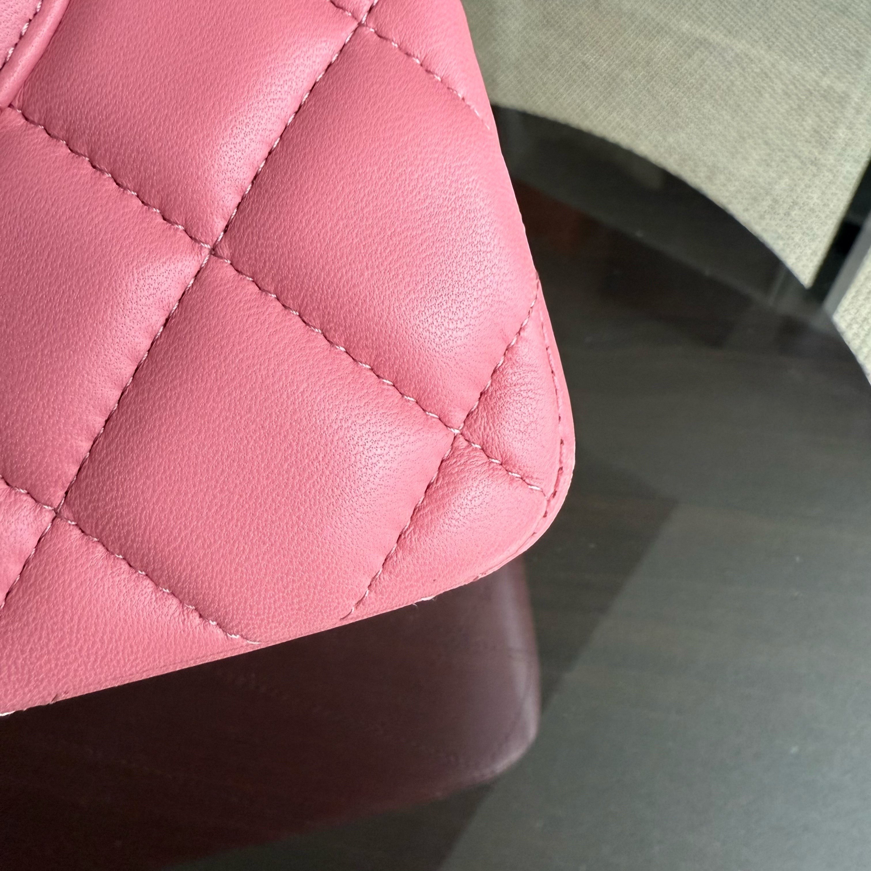 Chanel Classic Flap Jumbo - Double Flap 30CM Quilted Lambskin Sakura Pink Silver Hardware