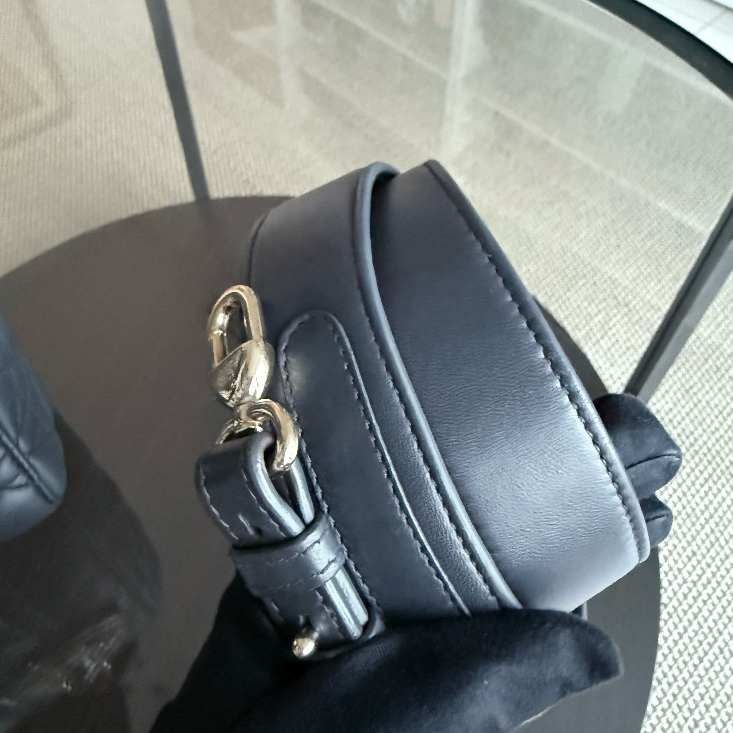 Dior Lady Small - Cannage Lambskin Dark Grey Gray Charcoal Gold Hardware
