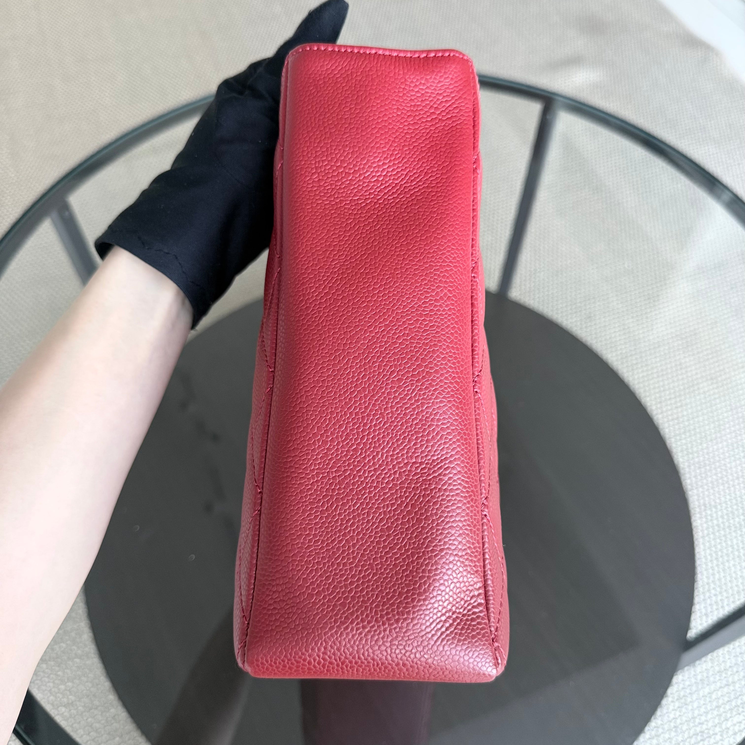 Chanel PST Petite Shopping Tote - Caviar Quilted Red Silver Hardware Series 13