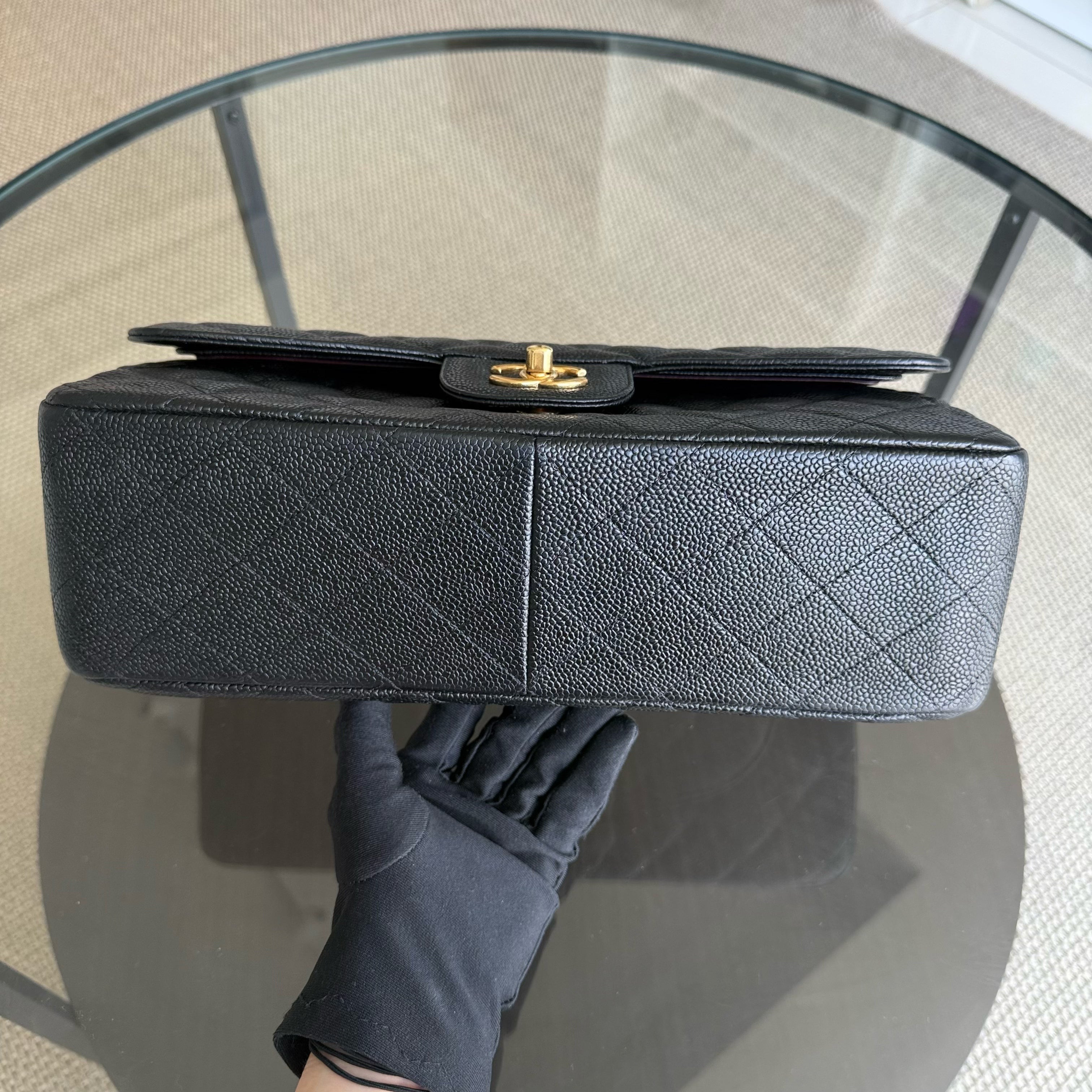 Chanel Classic Flap Jumbo - Caviar Double Flap 30CM Quilted Black Gold Hardware Series 15