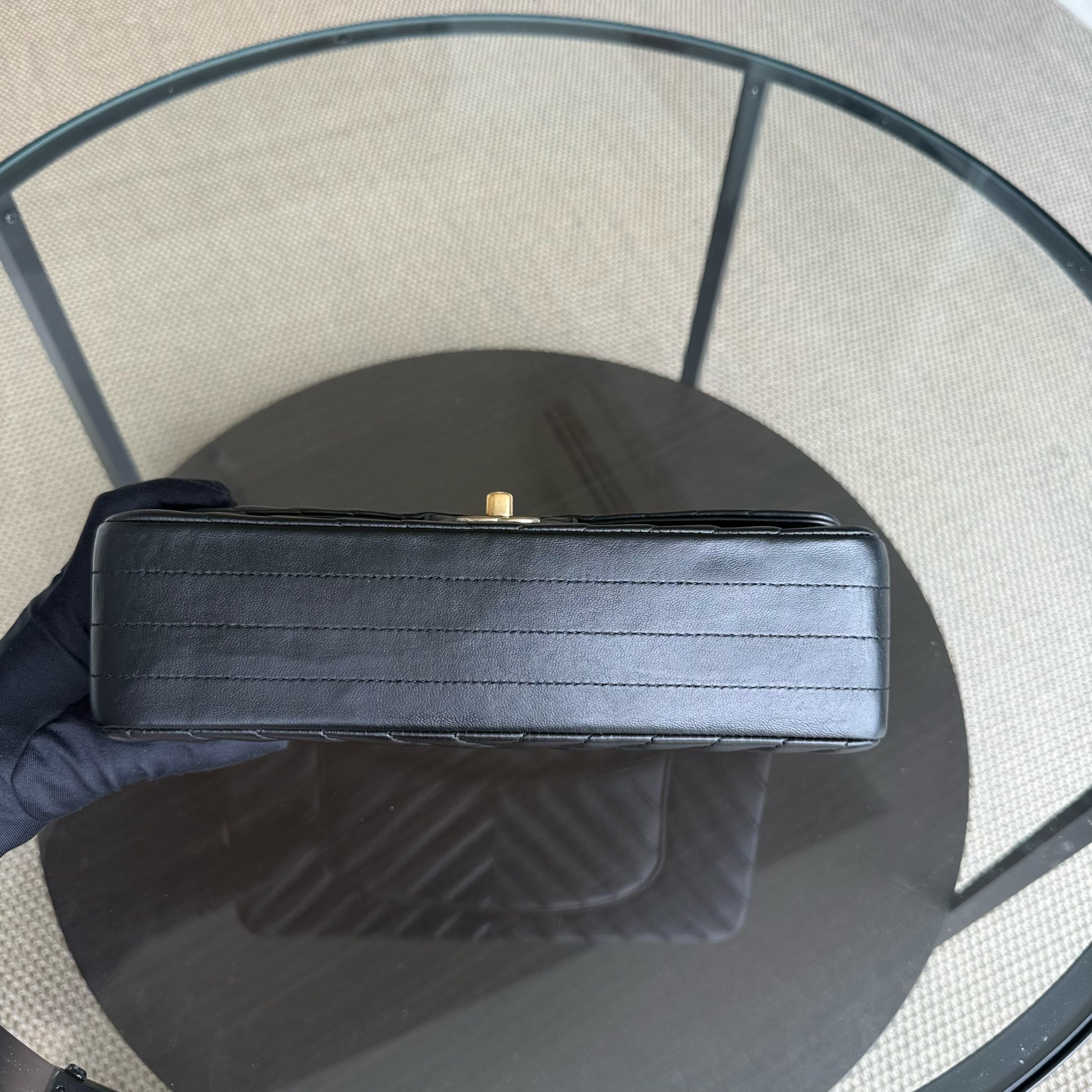 Chanel Classic Flap Medium - 25CM Chevron Lambskin Black Gold Hardware Series 23