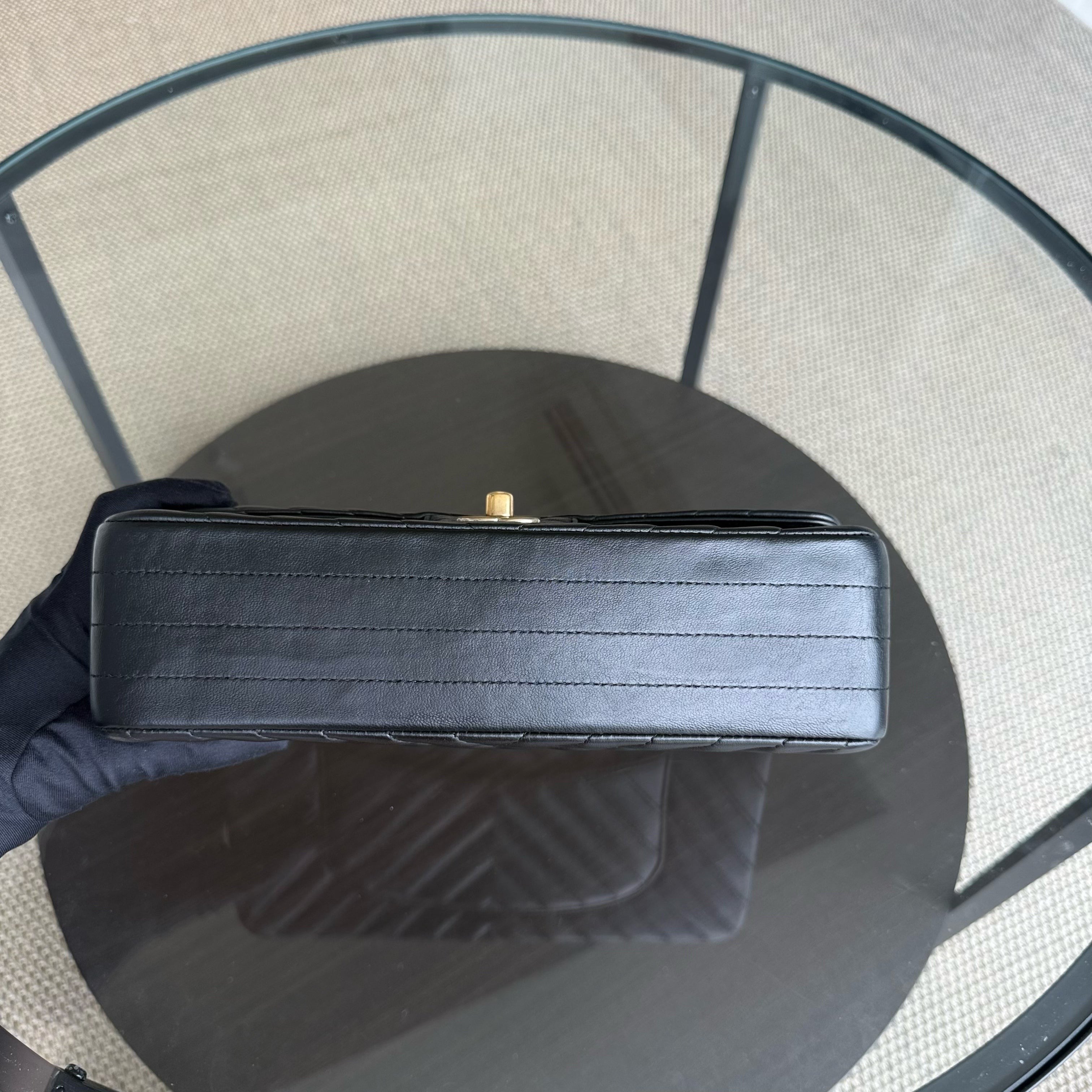 Chanel Classic Flap Medium - 25CM Chevron Lambskin Black Gold Hardware Series 23