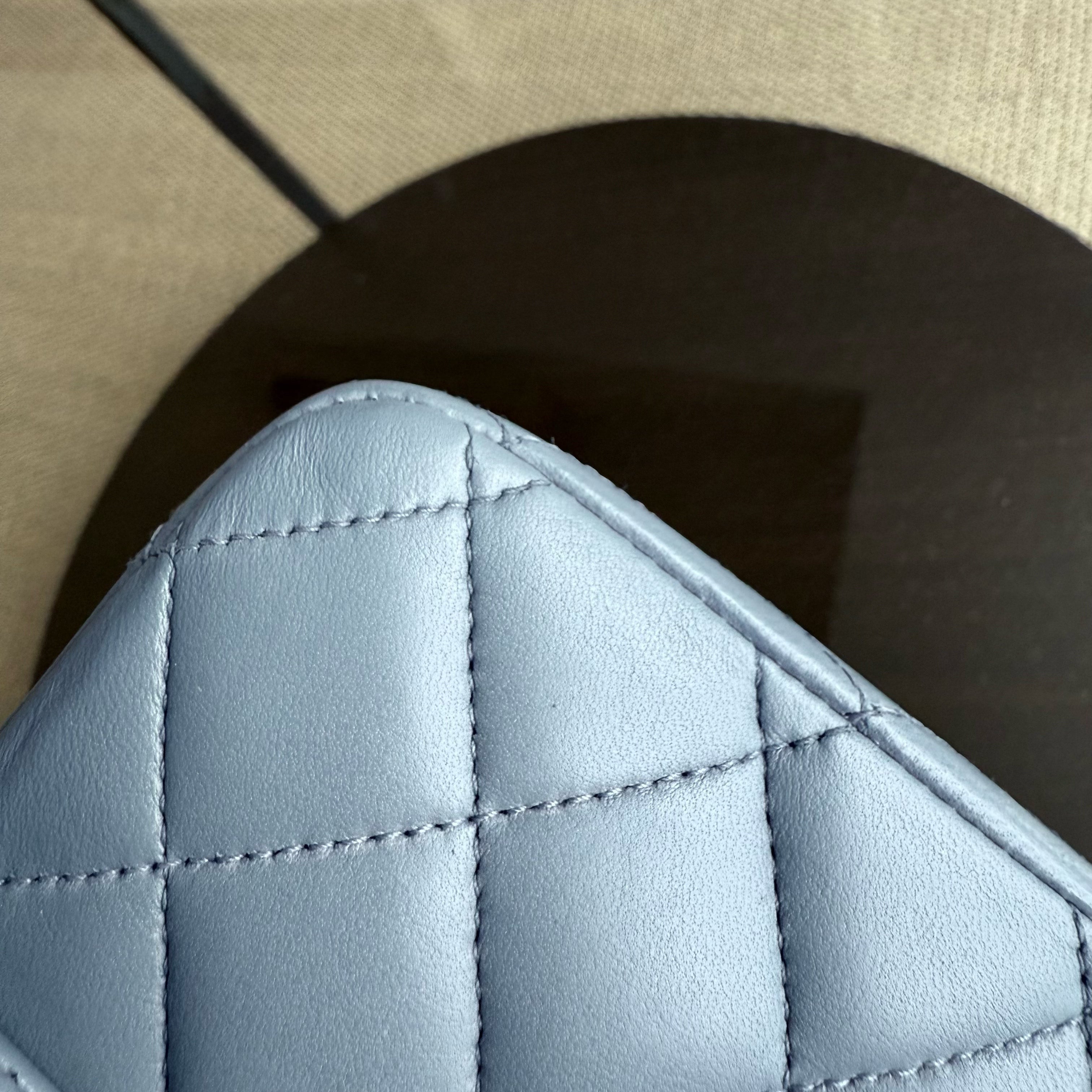 Chanel Classic Flap Medium - 25CM Lambskin Quilted Haze Blue Silver Hardware Series 16