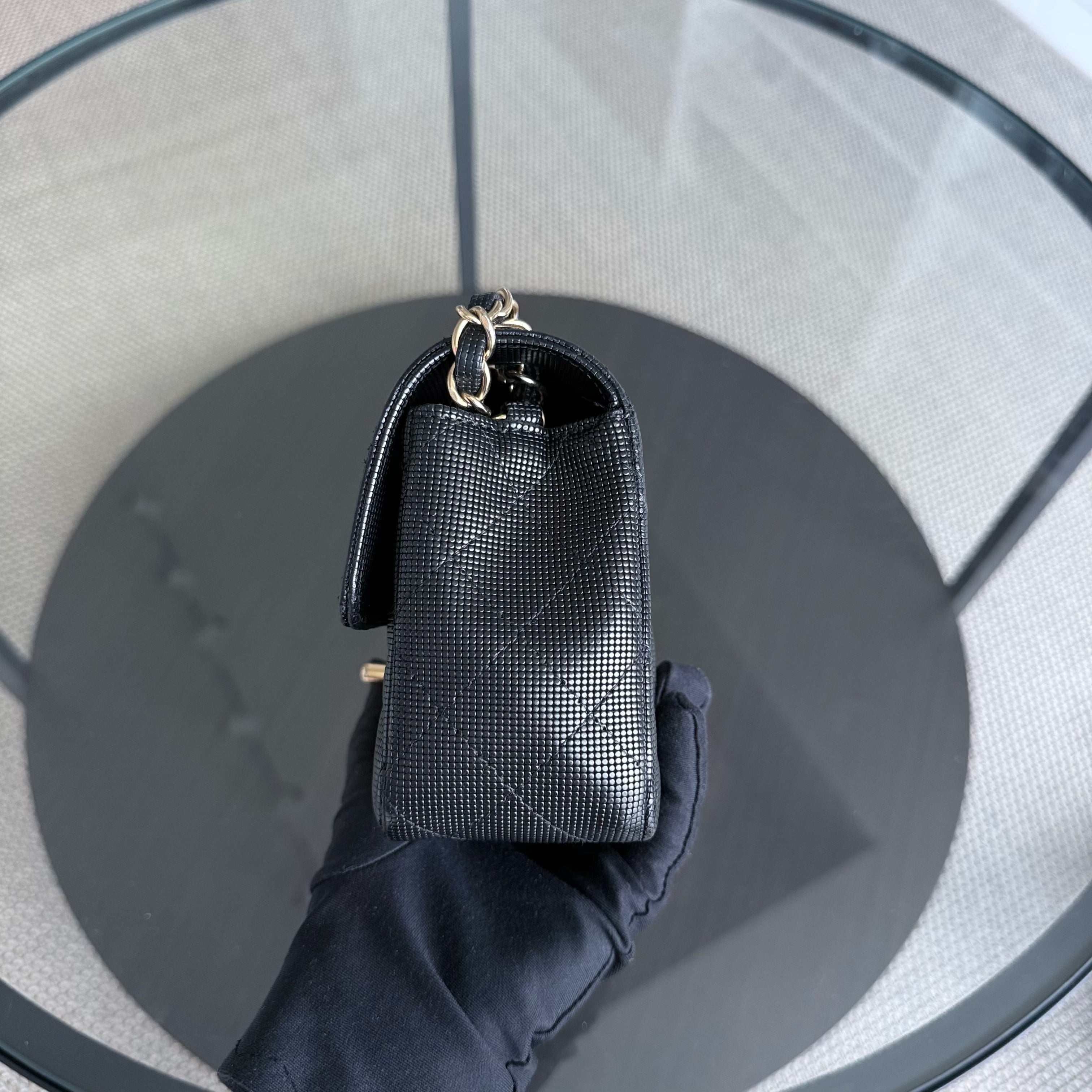 Chanel Classic Flap Mini - Pixelated Calfskin 20CM Limited Edition Quilted Black Gold Hardware Series 21