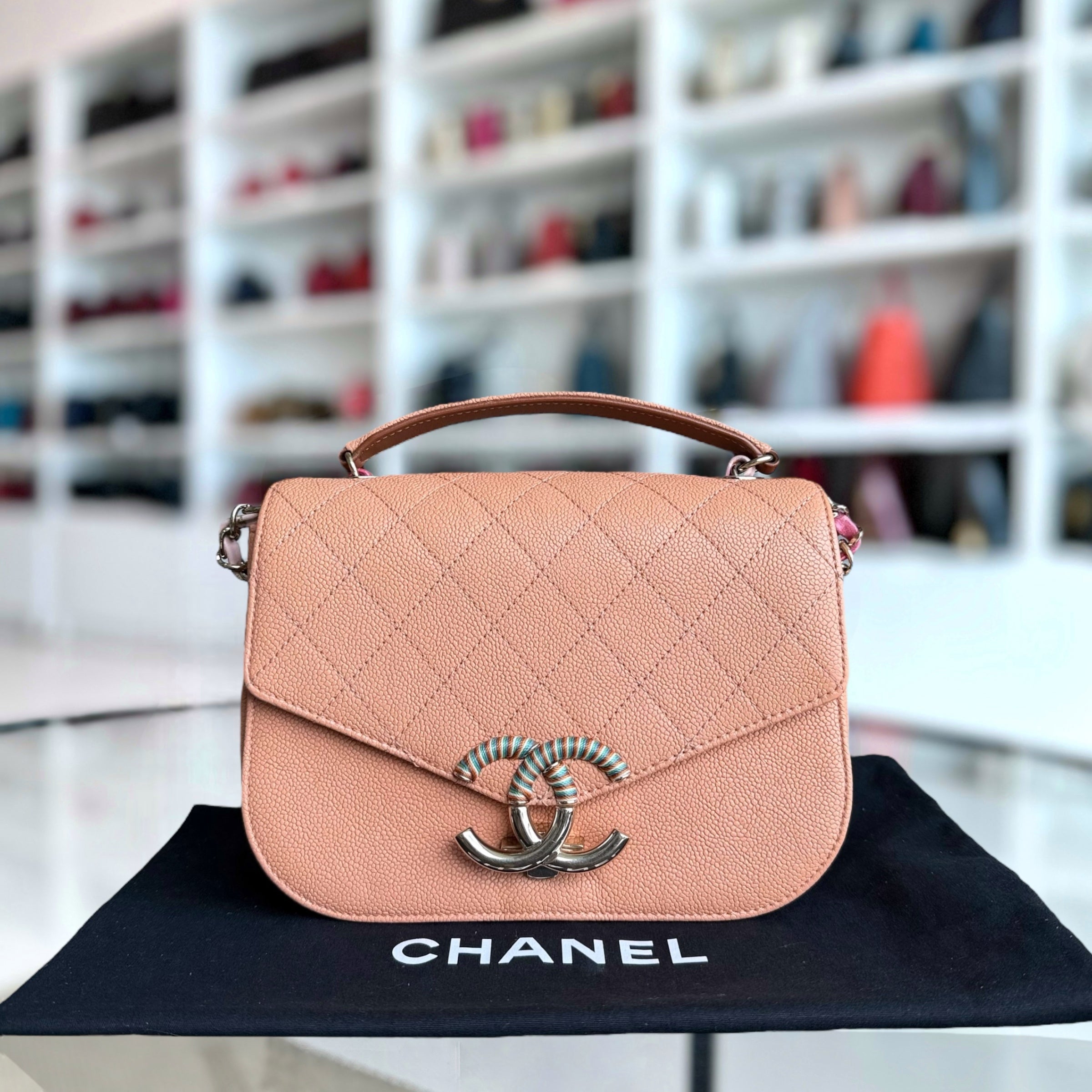 Chanel Coco Curve Cuba Small - Quilted Caviar Caramel Light Gold Hardware Series 23