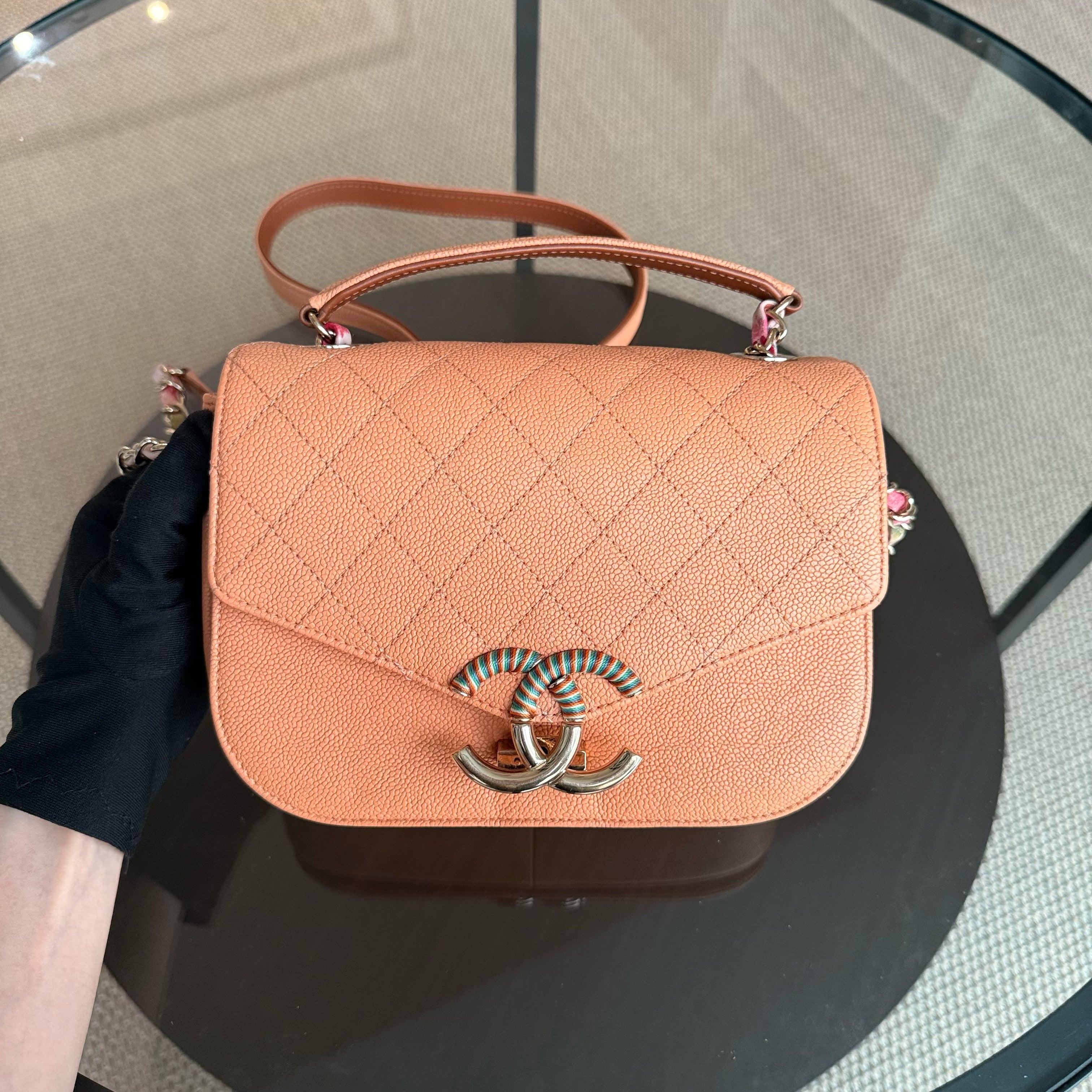 Chanel Coco Curve Cuba Small - Quilted Caviar Caramel Light Gold Hardware Series 23