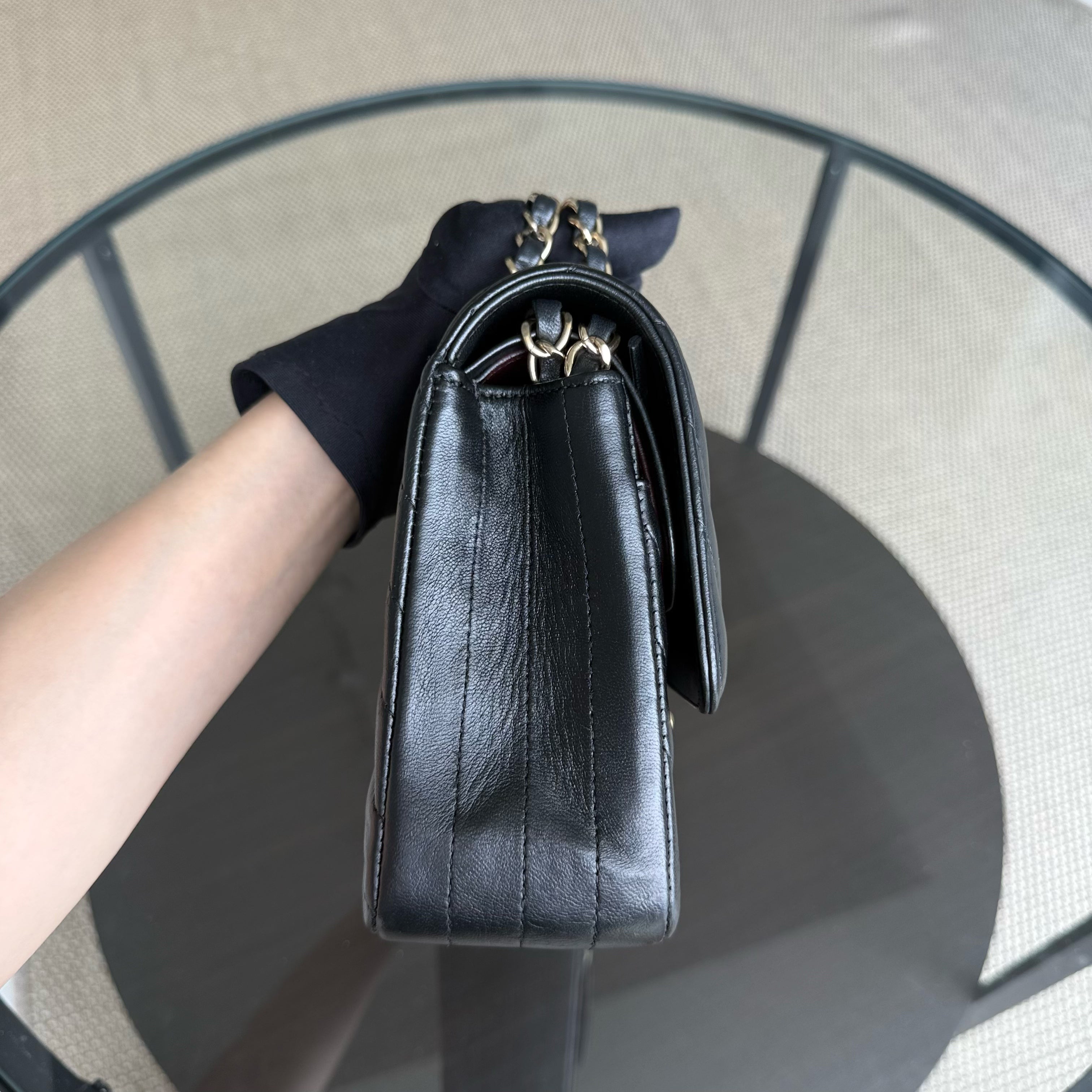 Chanel Classic Flap Medium - 25CM Chevron Lambskin Black Gold Hardware Series 23