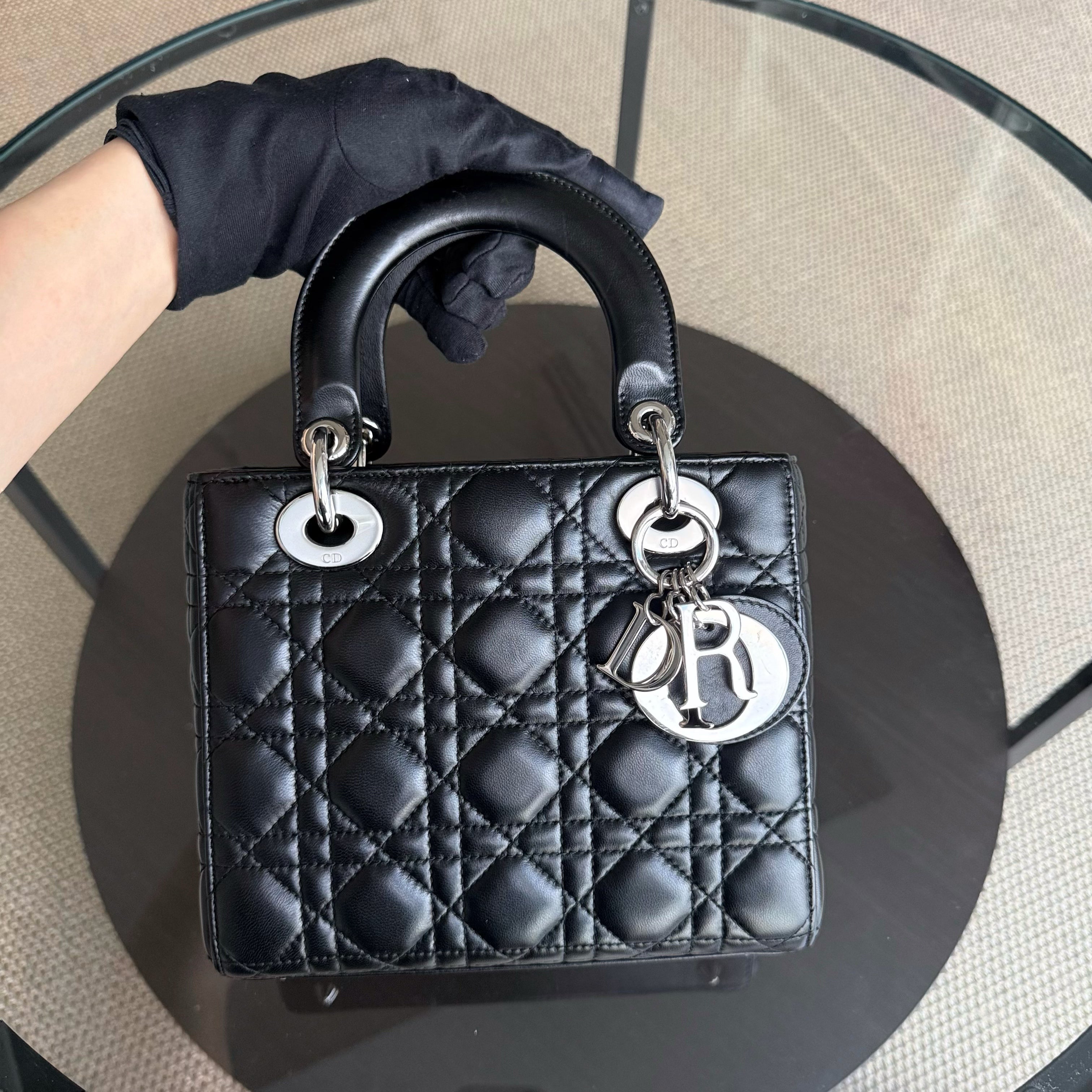 Dior Lady Small Flap - Cannage Lambskin Black Silver Hardware