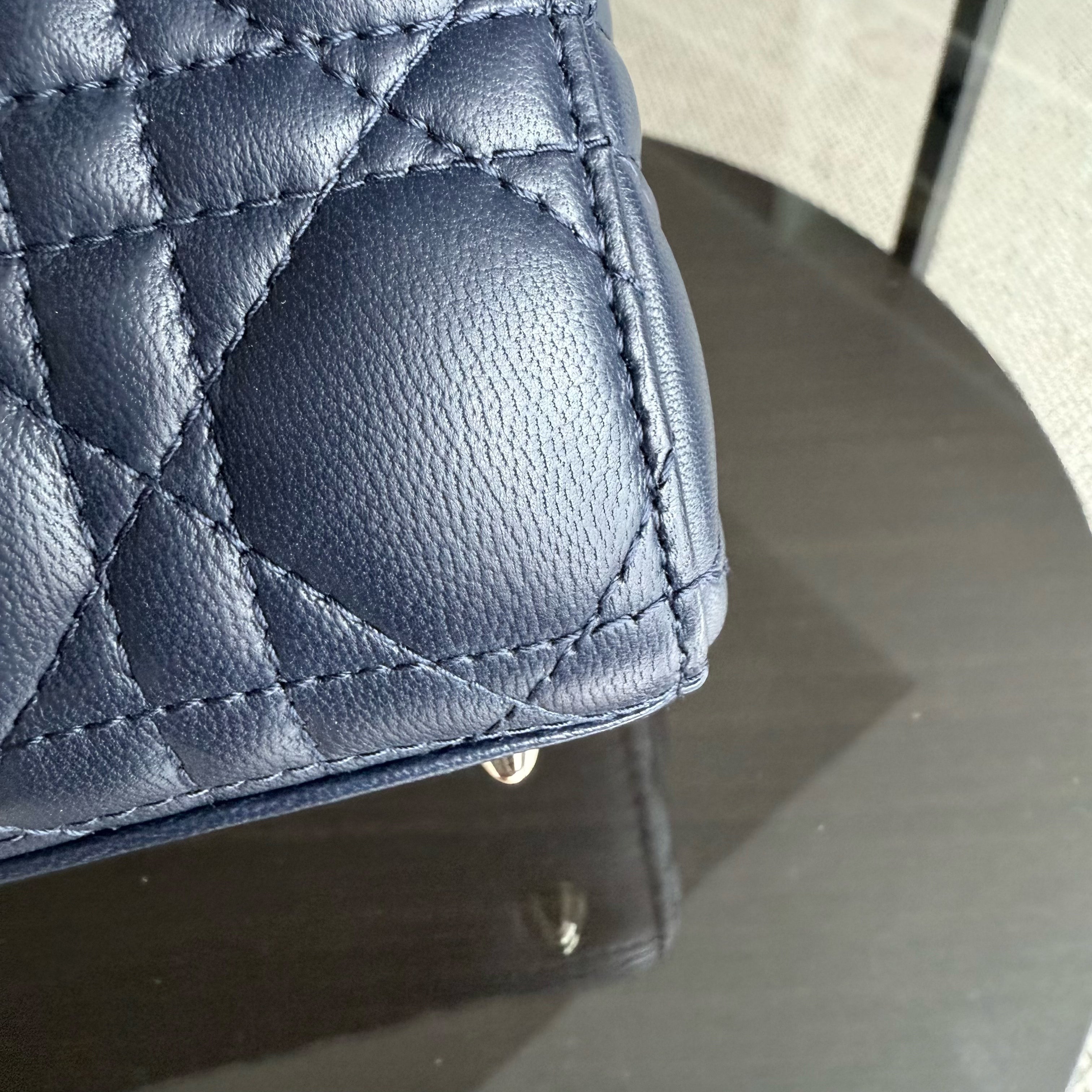 Dior Lady Small - Cannage Lambskin Dark Blue Gold Hardware