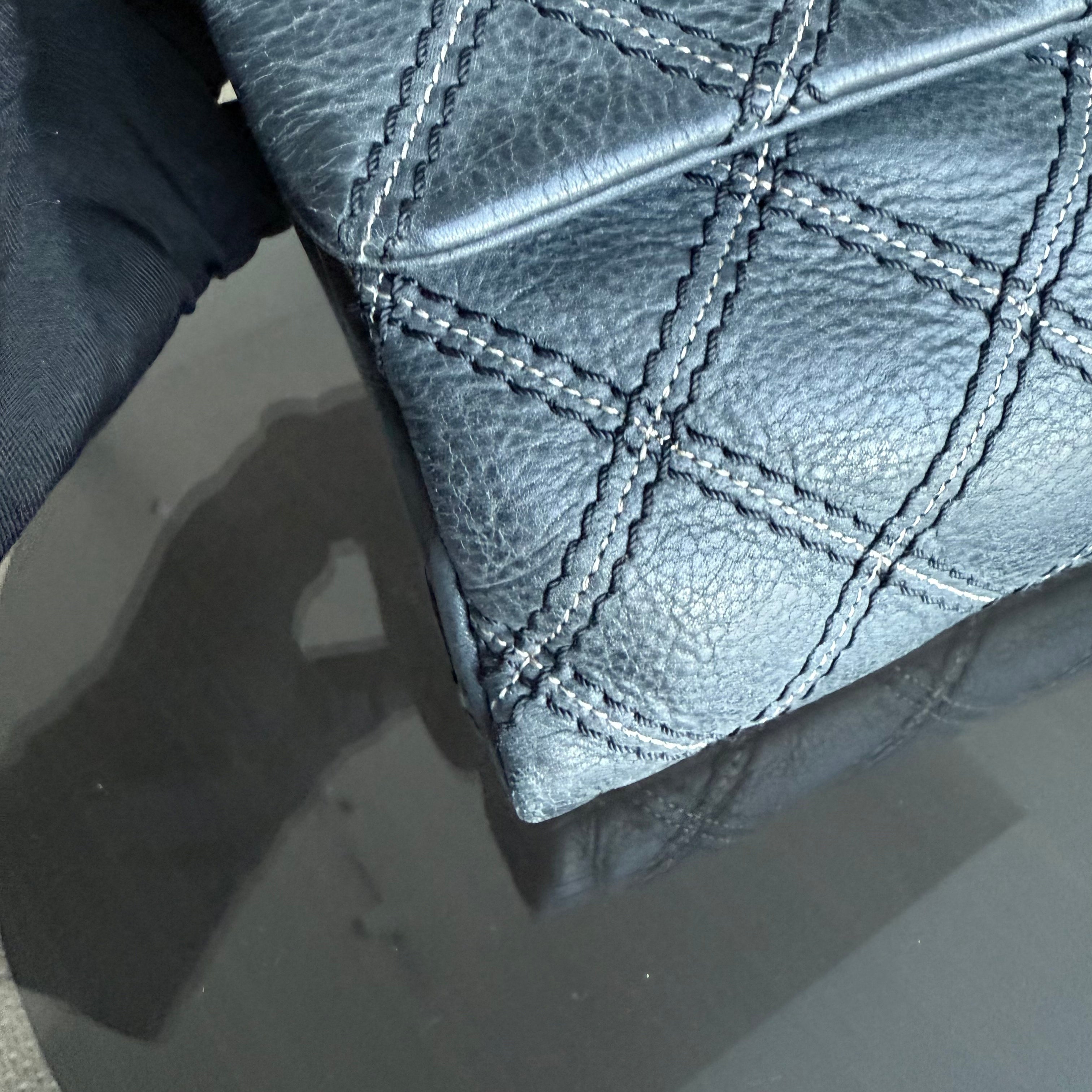 Chanel Seasonal Flap - Iridescent Stitch Quilted Leather Dark Blue Gold Hardware Series 19
